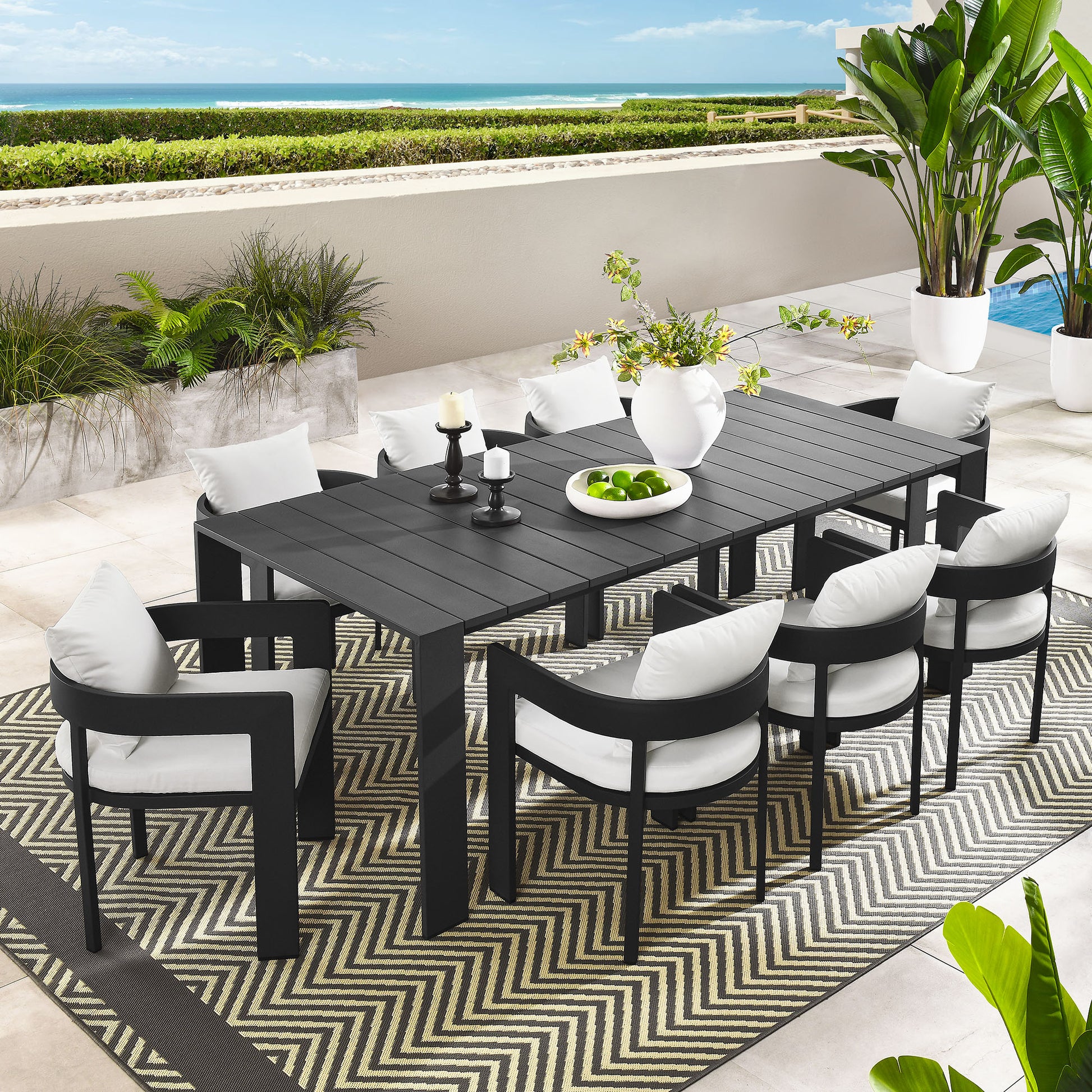 Tahoe 9-Piece Outdoor Patio Aluminum Dining Set