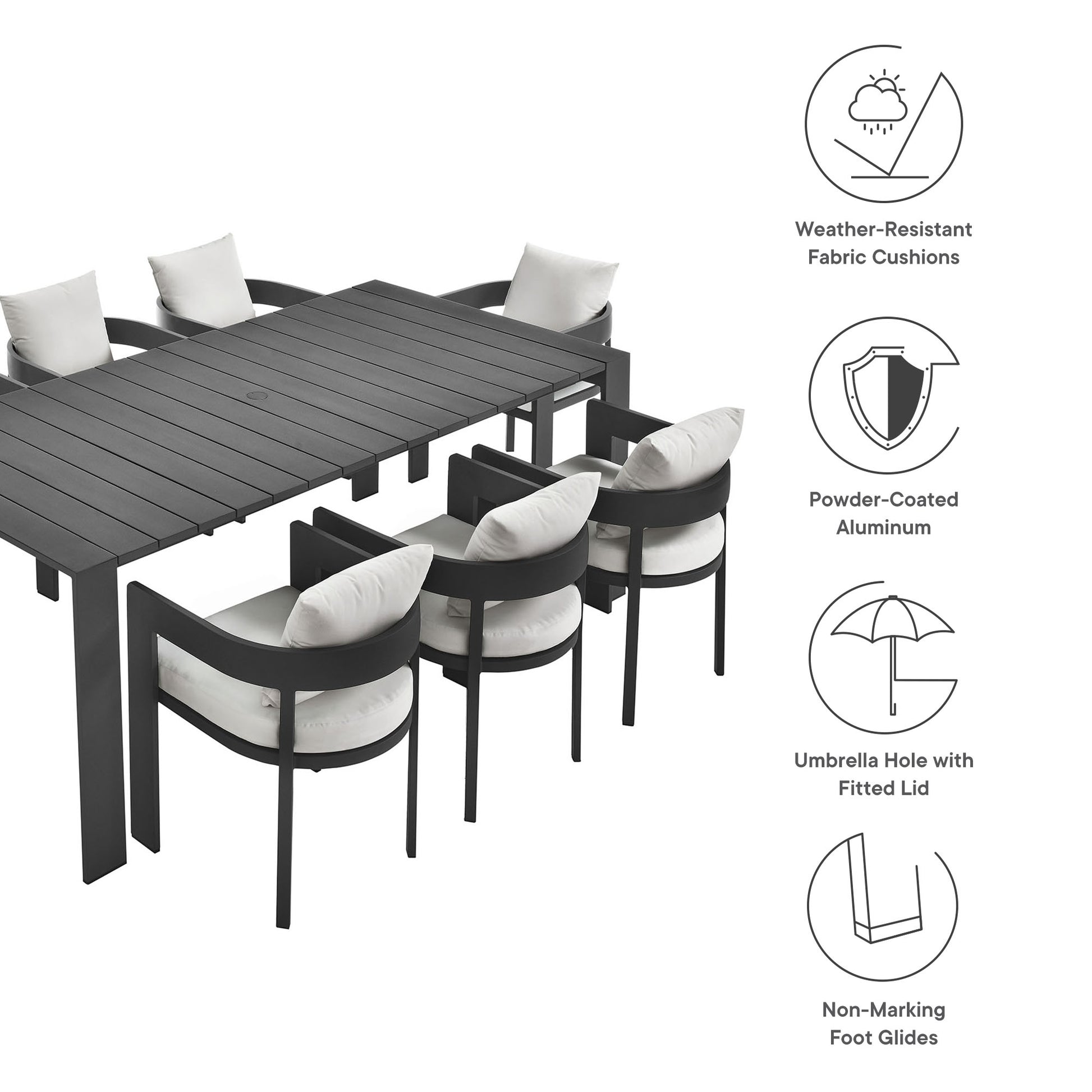 Tahoe 9-Piece Outdoor Patio Aluminum Dining Set