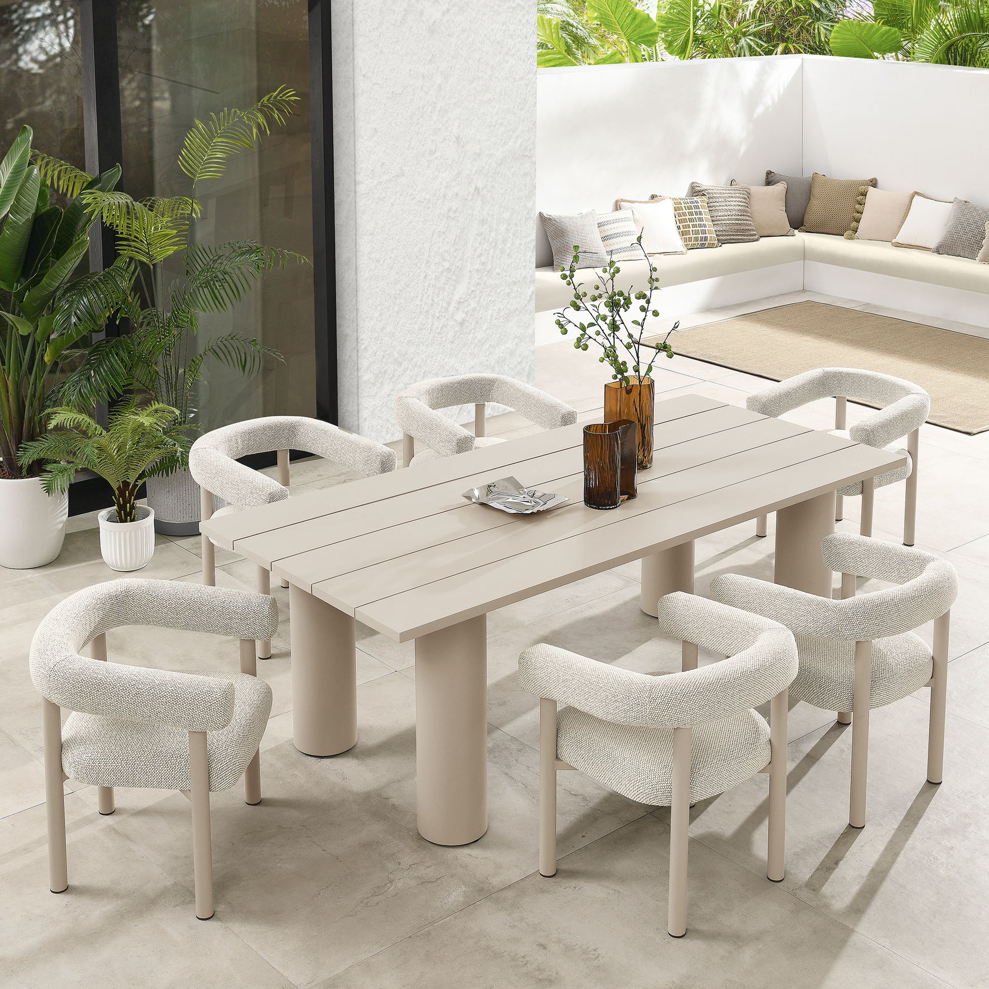 Nautica 7-Piece Rectangular Outdoor Patio Aluminum Dining Table and Chairs Set