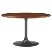 Lippa 48" Round Pedestal Solid Wood Dining Table - Black Walnut