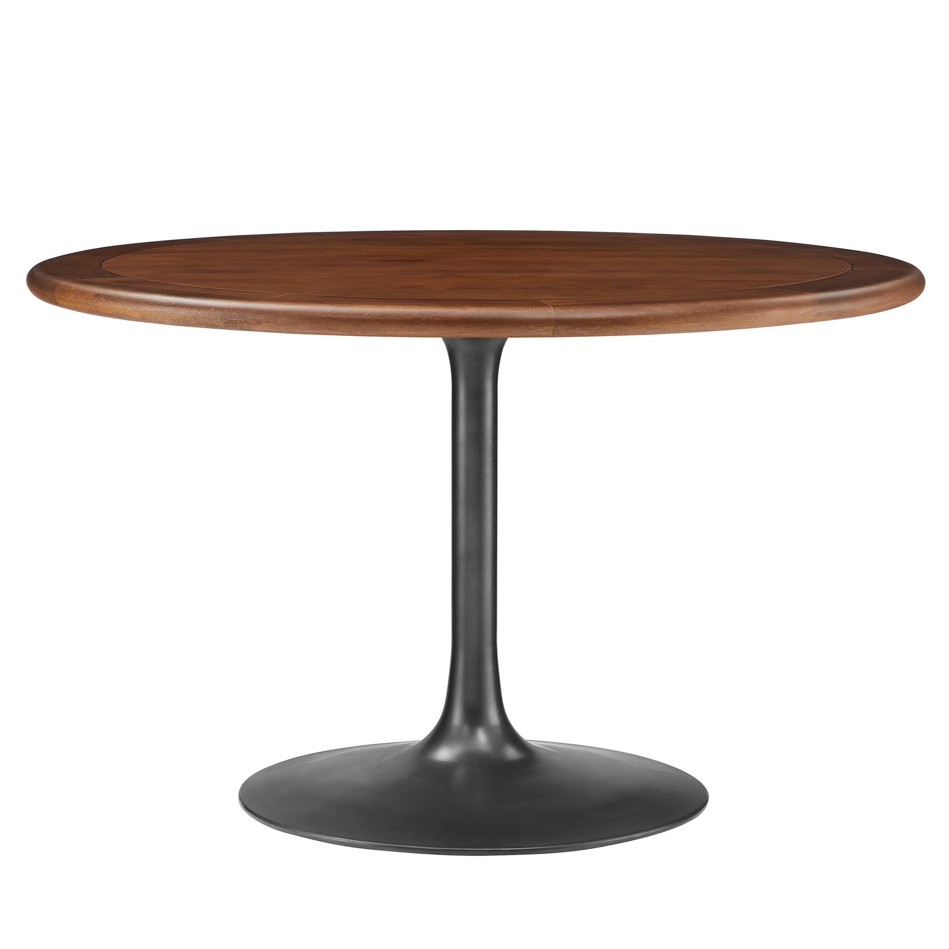 Lippa 48" Round Pedestal Solid Wood Dining Table - Black Walnut