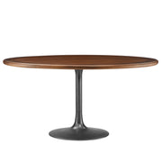 Lippa 60" Round Pedestal Solid Wood Dining Table - Black Walnut
