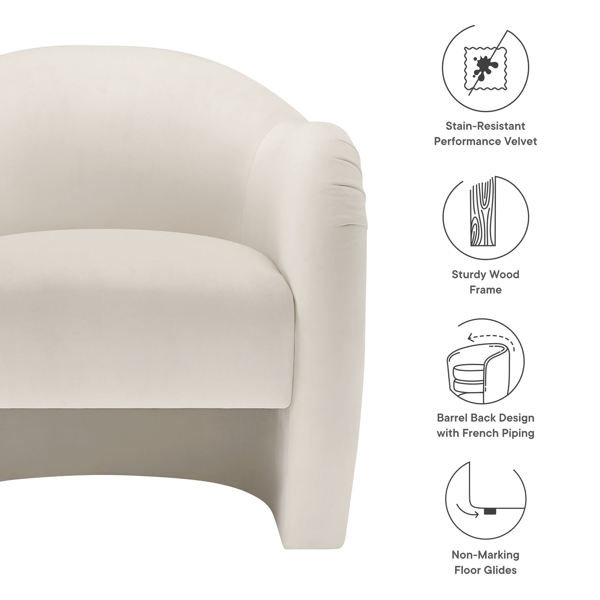 Compose Performance Velvet Accent Chair - Cadet Blue