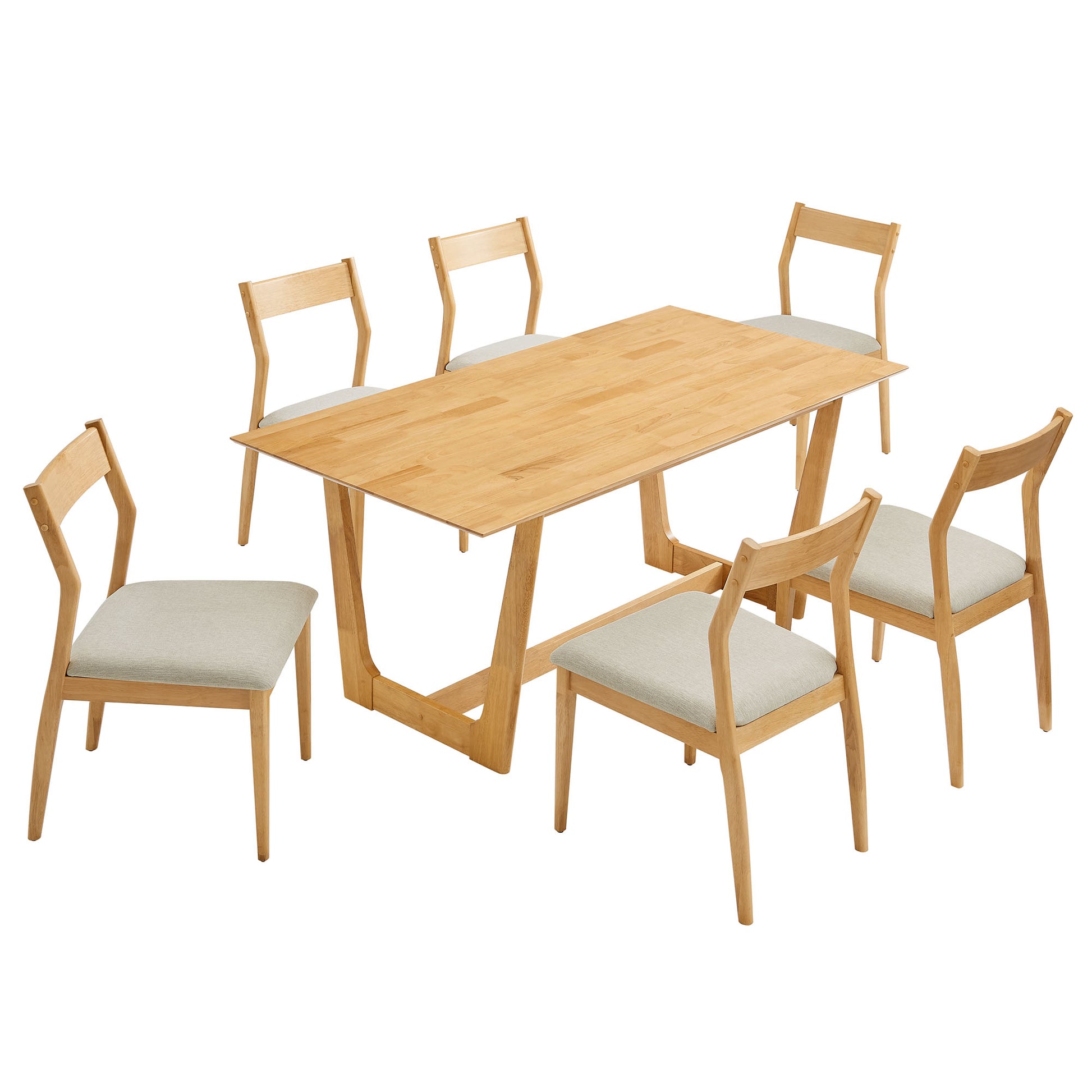 Solara 7-Piece Wood Dining Set - Natural Heathered Weave Beige