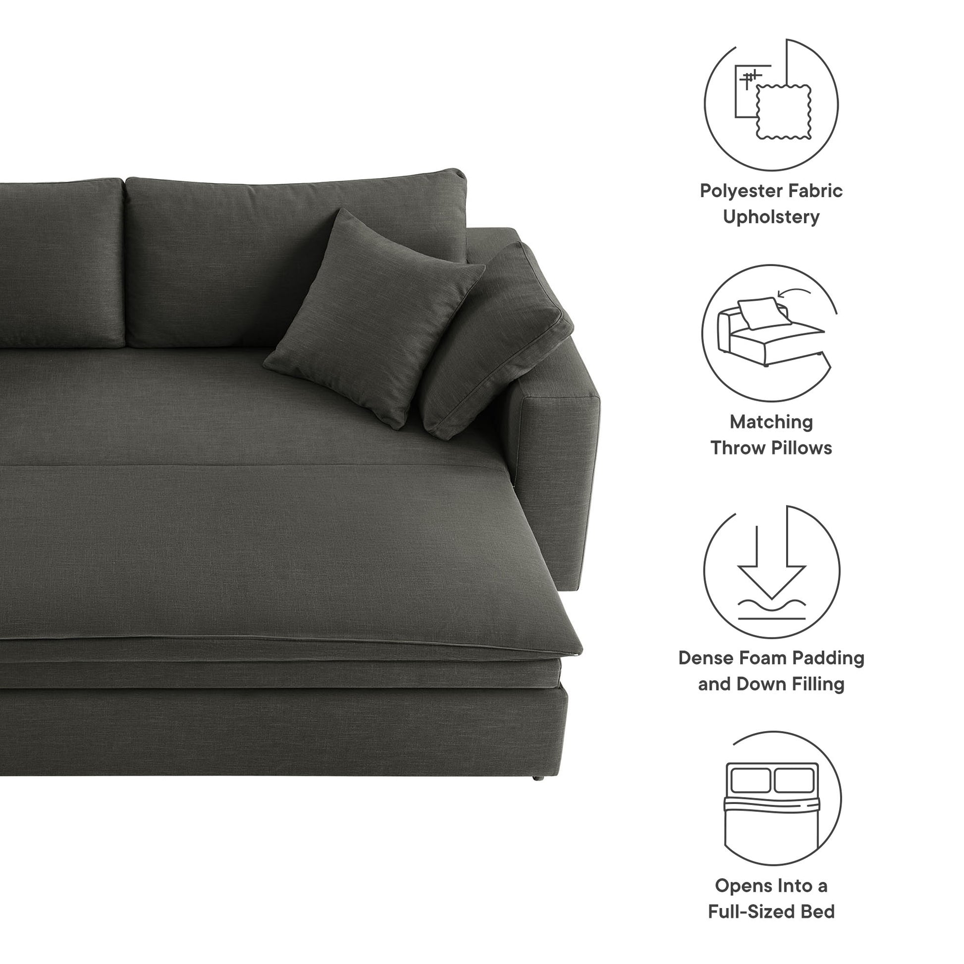 Commix Down Filled Overstuffed Sleeper Sofa - Pure White