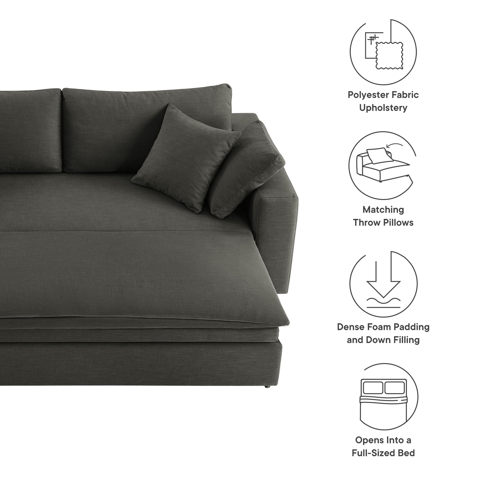 Commix Down Filled Overstuffed Sleeper Sofa - Pure White