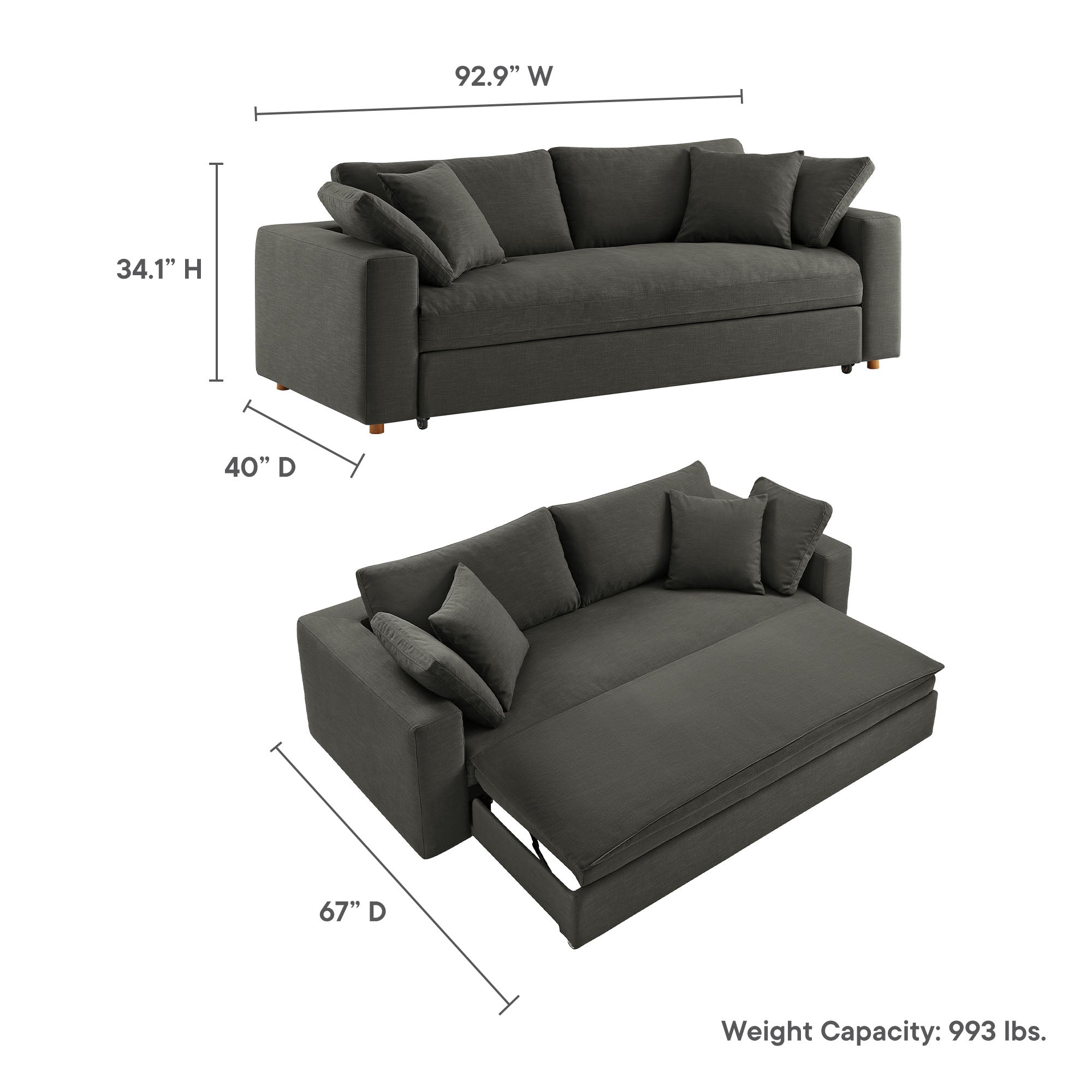 Commix Down Filled Overstuffed Sleeper Sofa - Light Beige