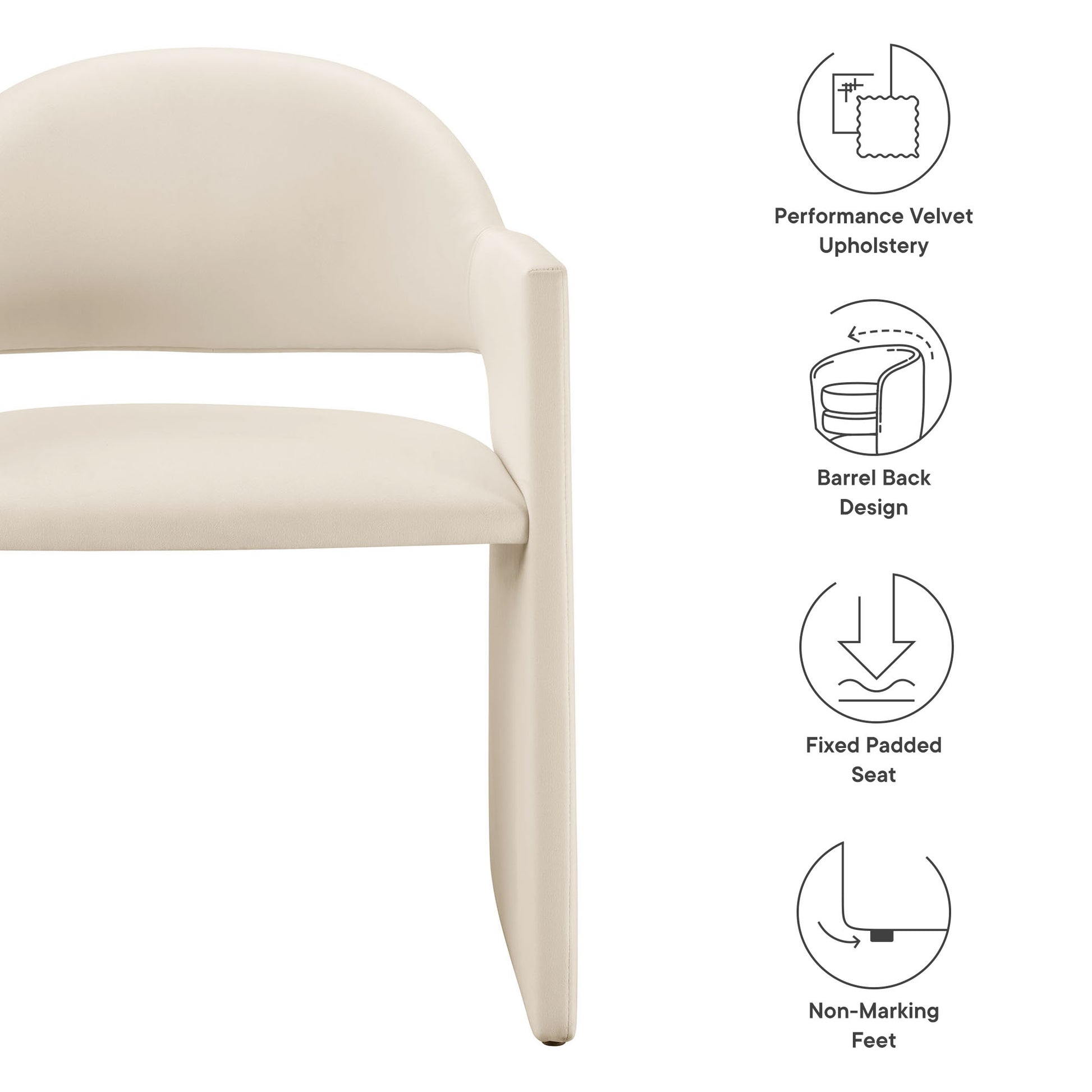 Talia Performance Velvet Dining Armchair - Moss Green
