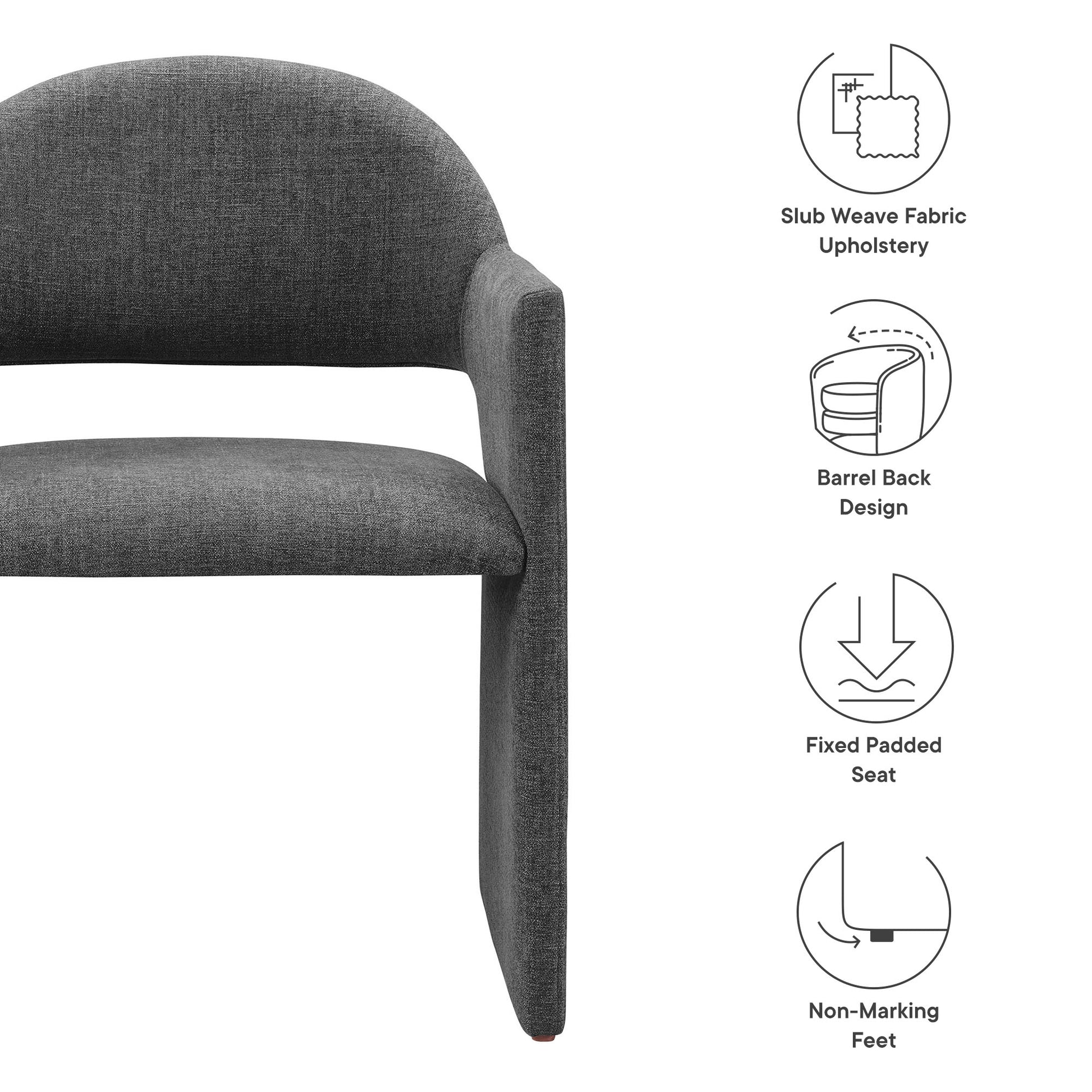 Talia Upholstered Fabric Dining Armchair - Mocha