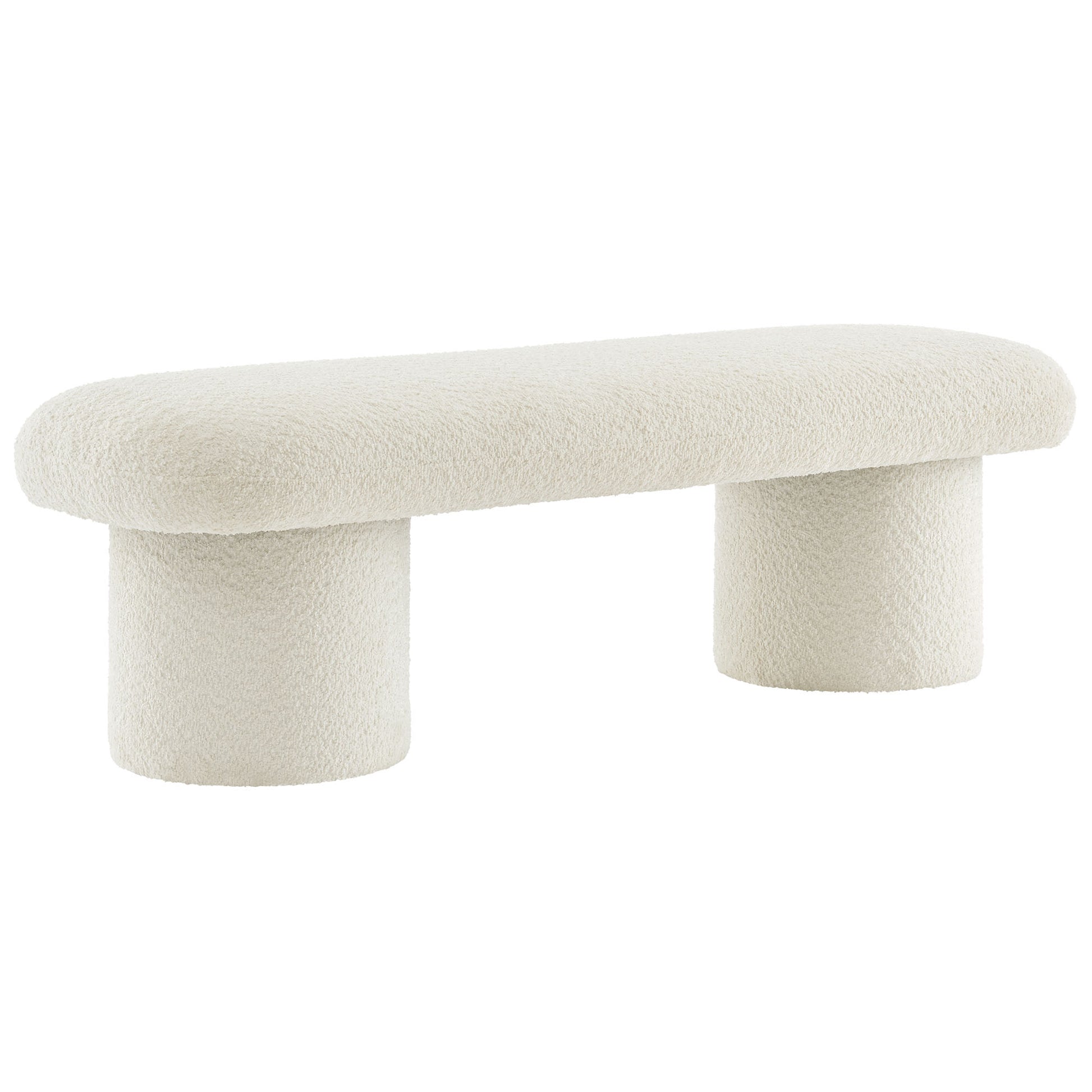 Orla Chenille Upholstered Bench - Cream