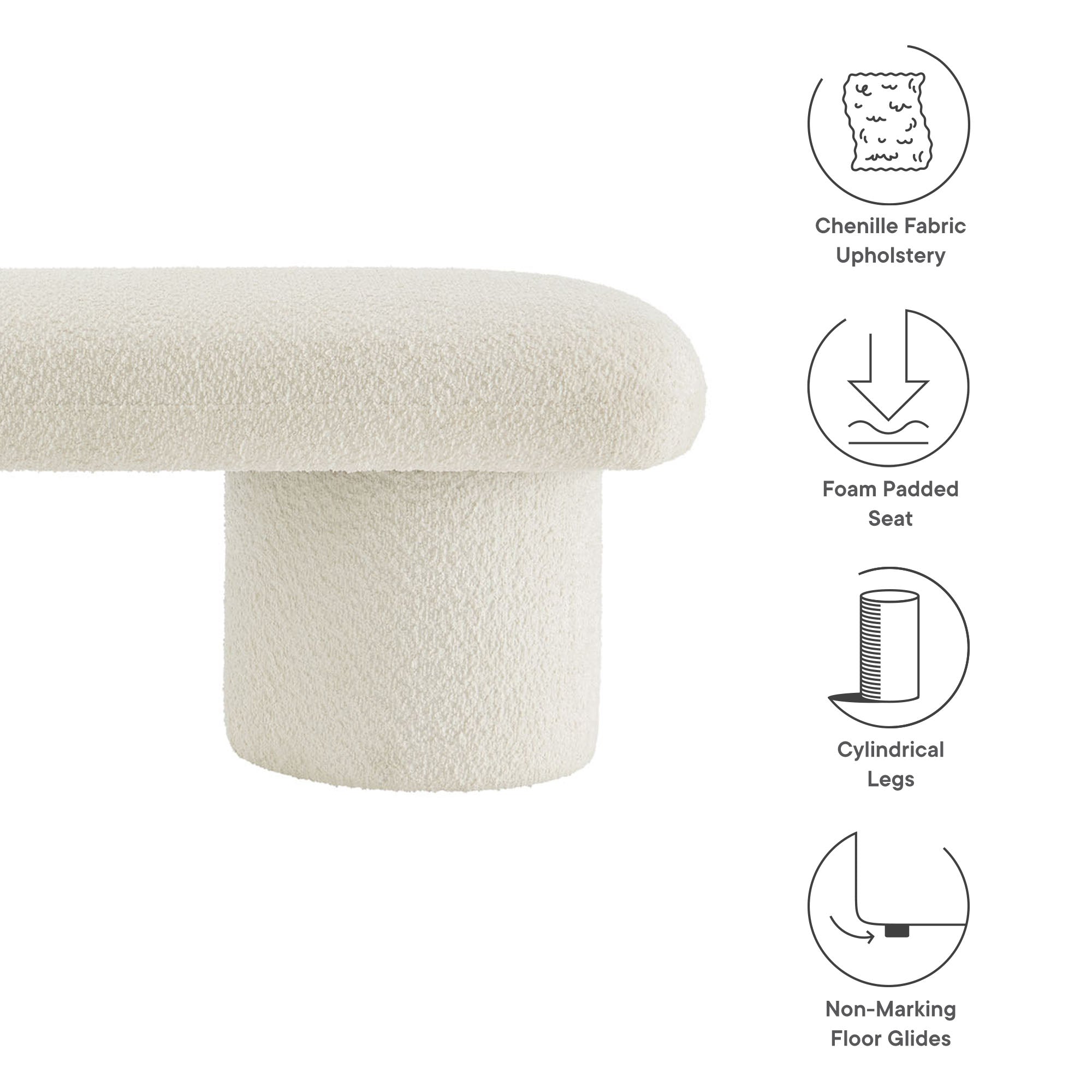 Orla Chenille Upholstered Bench - Sage