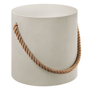 Isera Indoor - Outdoor Patio Rope Concrete Side Table Stool - Light Gray
