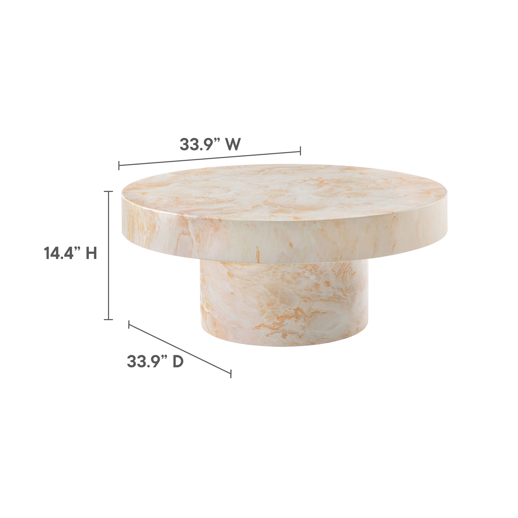 Alora Indoor - Outdoor Patio Concrete Round Coffee Table - Red Marble