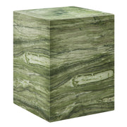 Jordana Square Plinth Indoor - Outdoor Patio Concrete Side Table - Green Marble