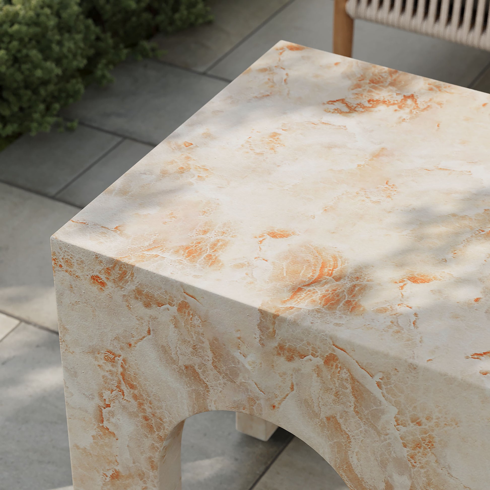 Valen Square Indoor - Outdoor Patio Arched Concrete Side Table