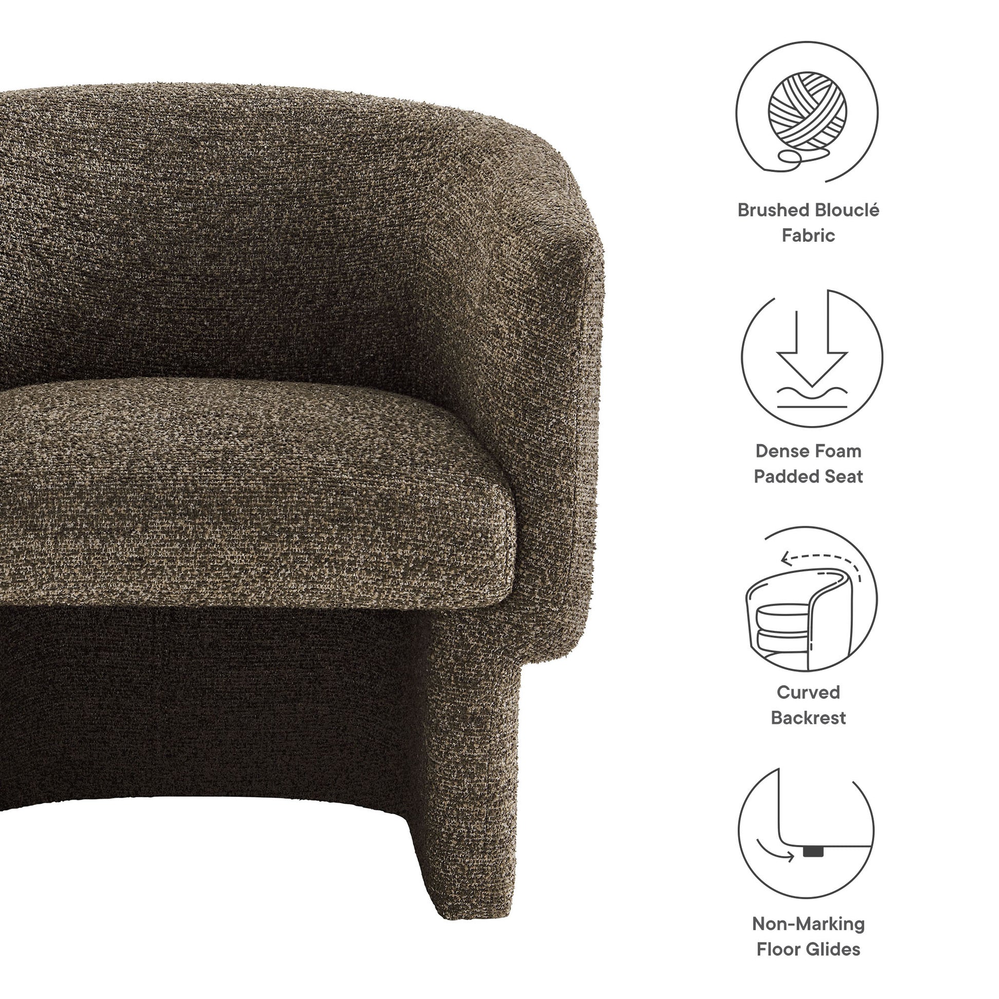 Muse Boucle Fabric Barrel Accent Chair - Cork