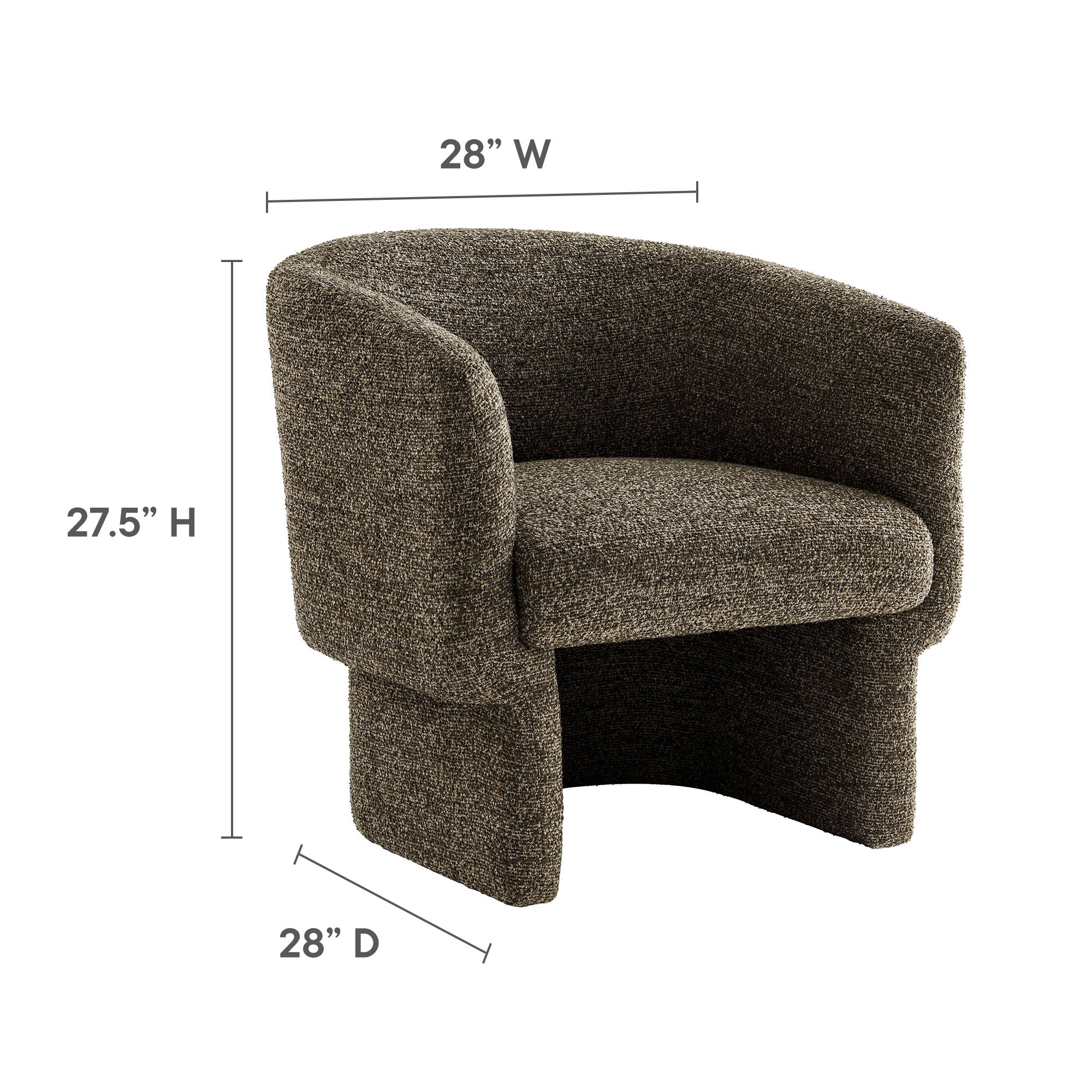 Muse Boucle Fabric Barrel Accent Chair - Charcoal