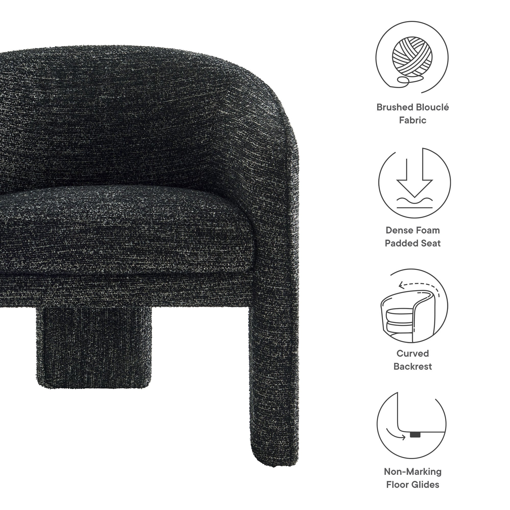Greer Boucle Fabric Upholstered Accent Armchair