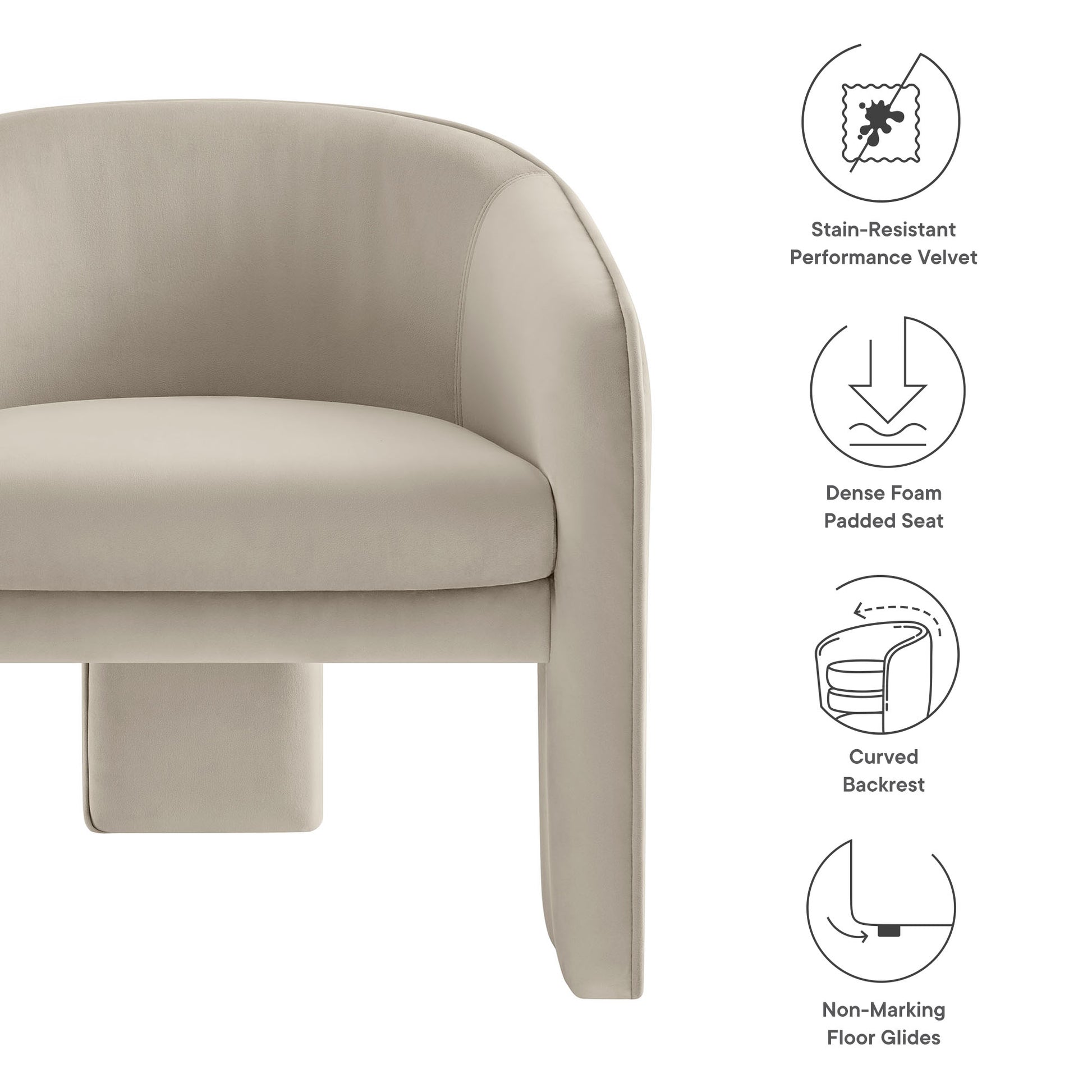 Greer Performance Velvet Upholstered Accent Armchair - Chocolate Brown