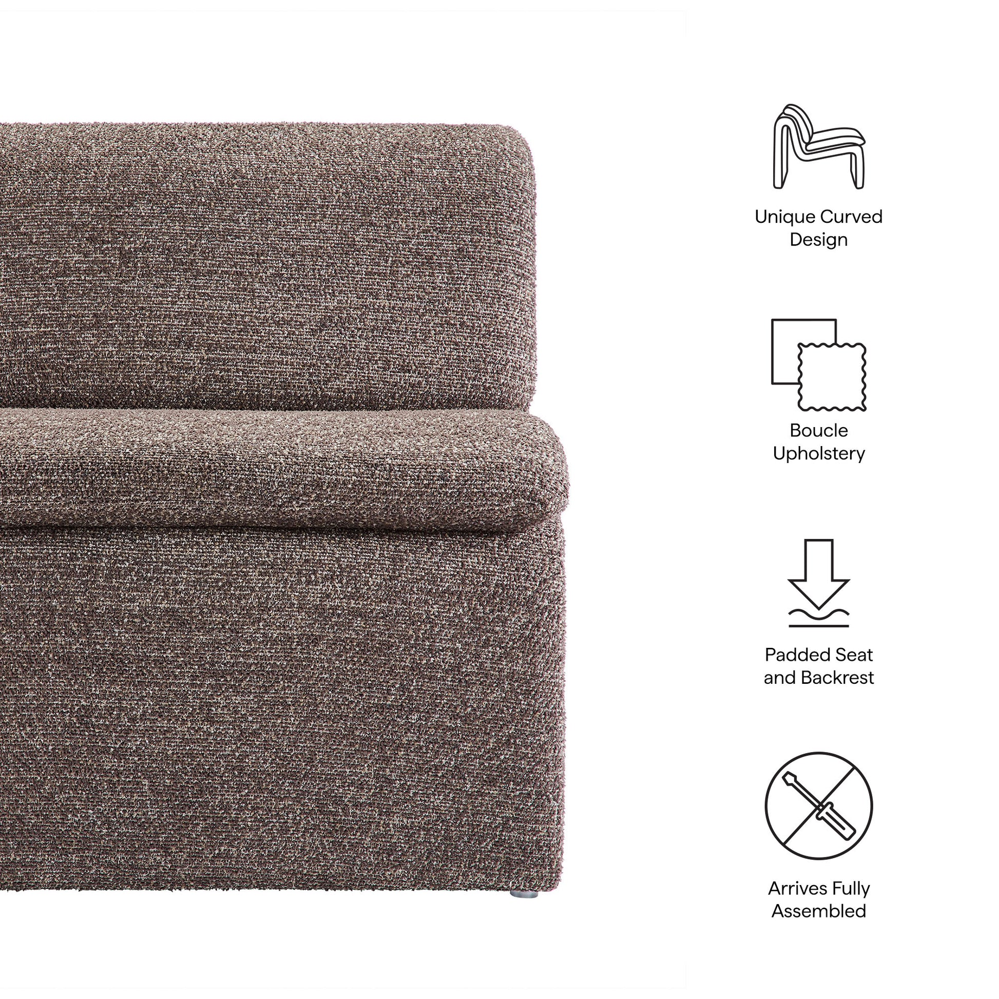 Lume Boucle Upholstered Armless Accent Chair - Parchment