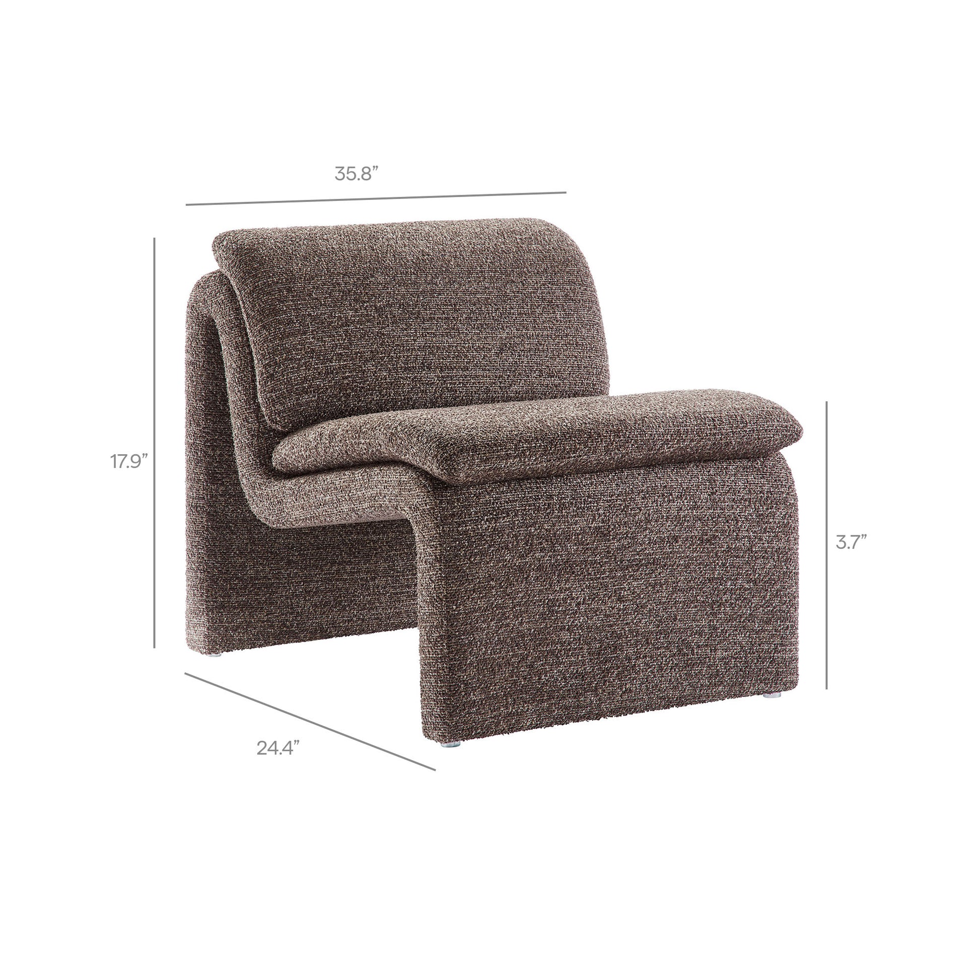 Lume Boucle Upholstered Armless Accent Chair - Charcoal