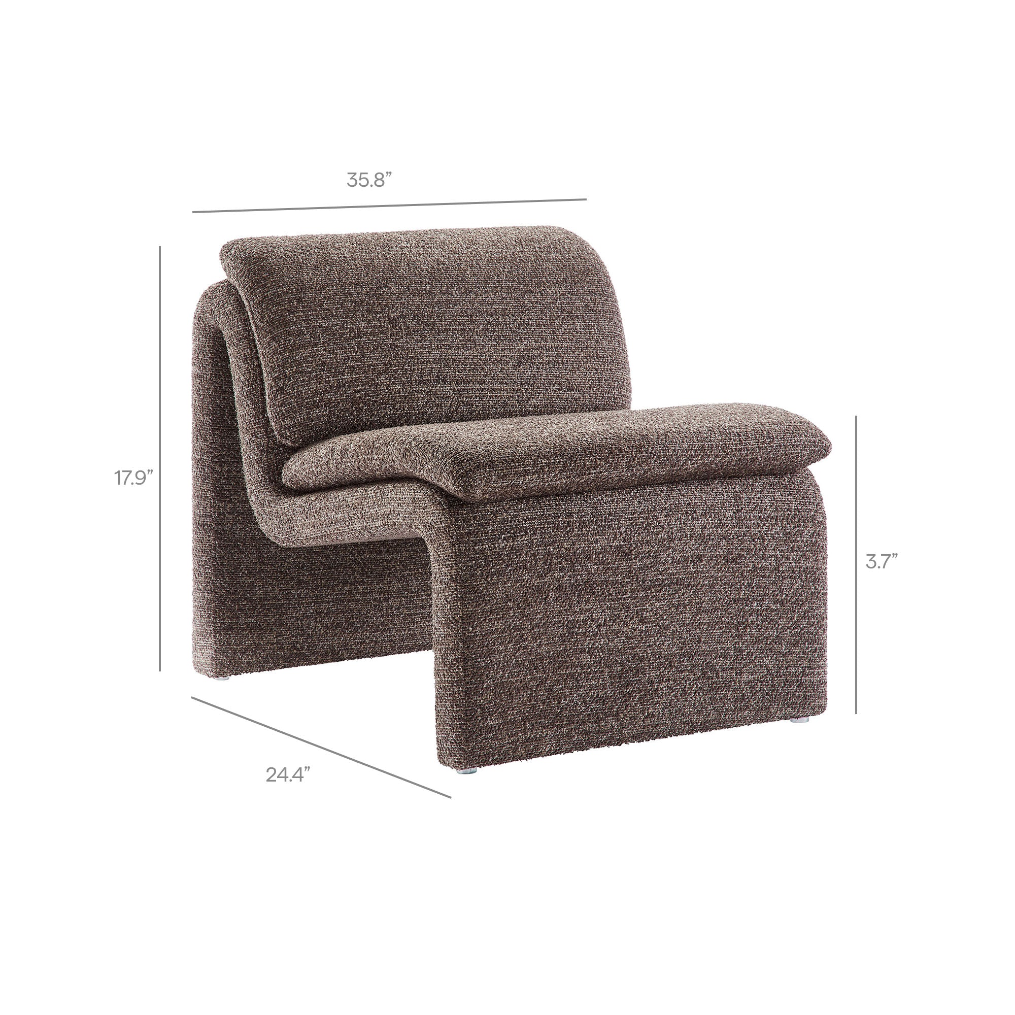 Lume Boucle Upholstered Armless Accent Chair - Charcoal