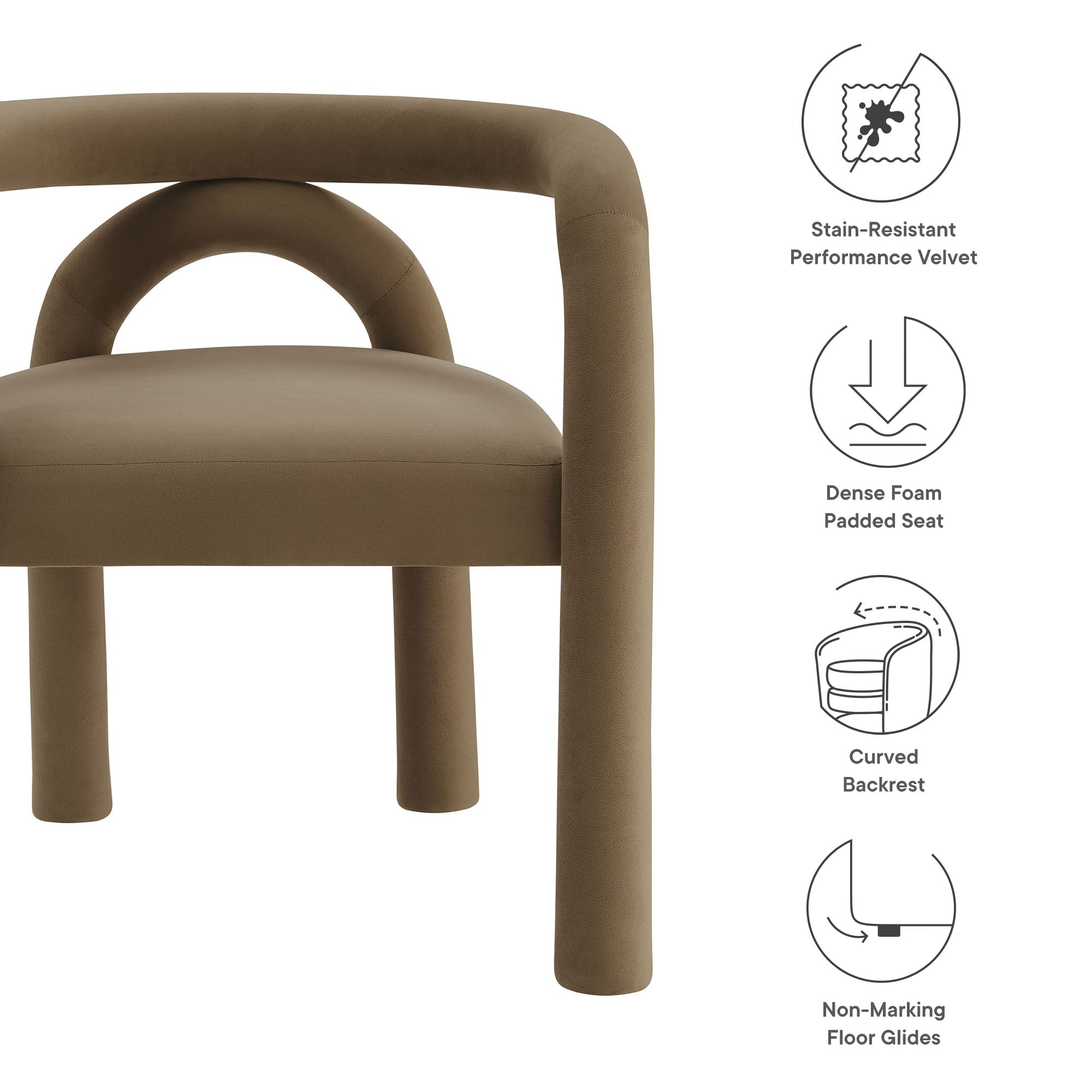 Astrid Performance Velvet Dining Chair - Cocoa