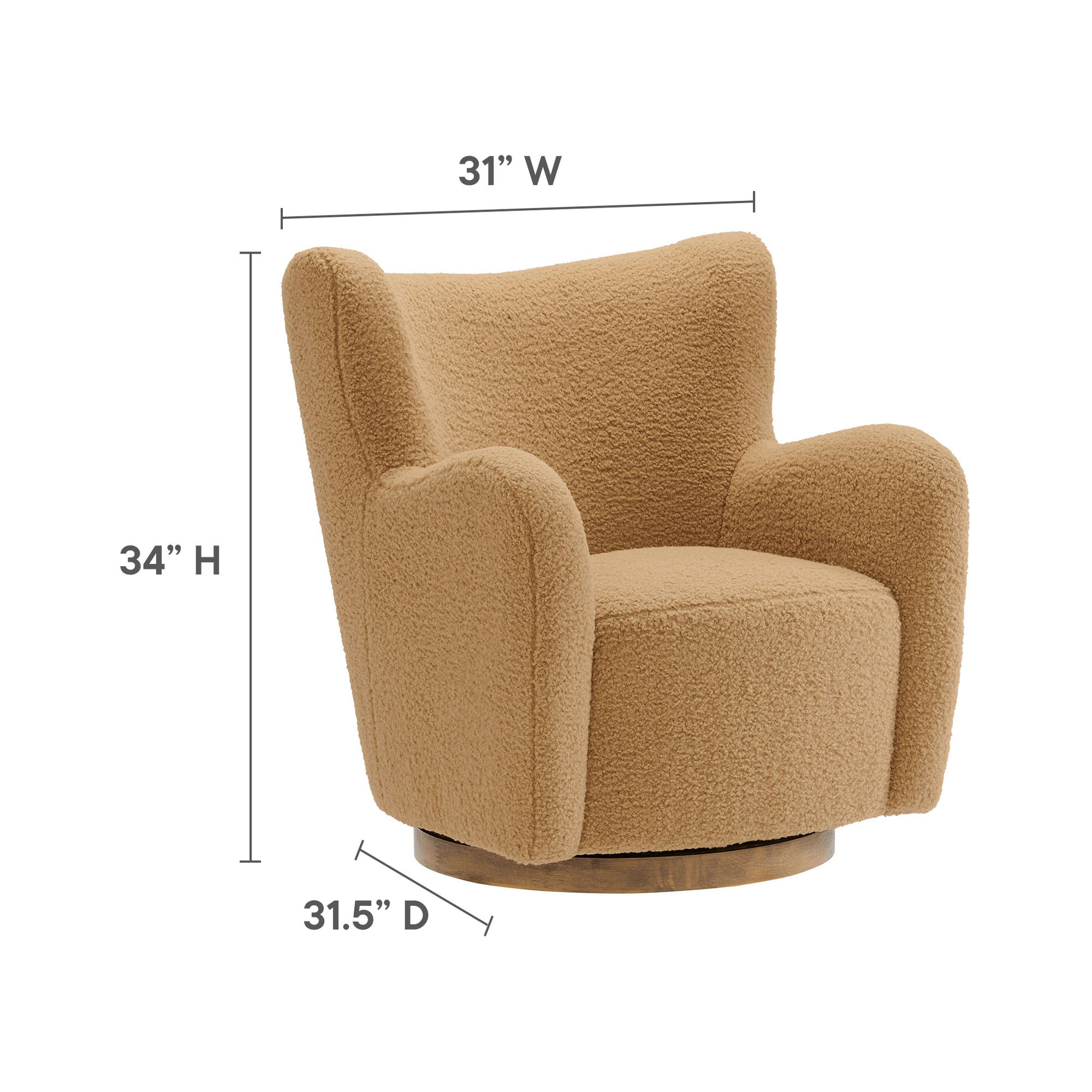Montrose Wingback Sherpa Swivel Accent Chair - Fern Walnut