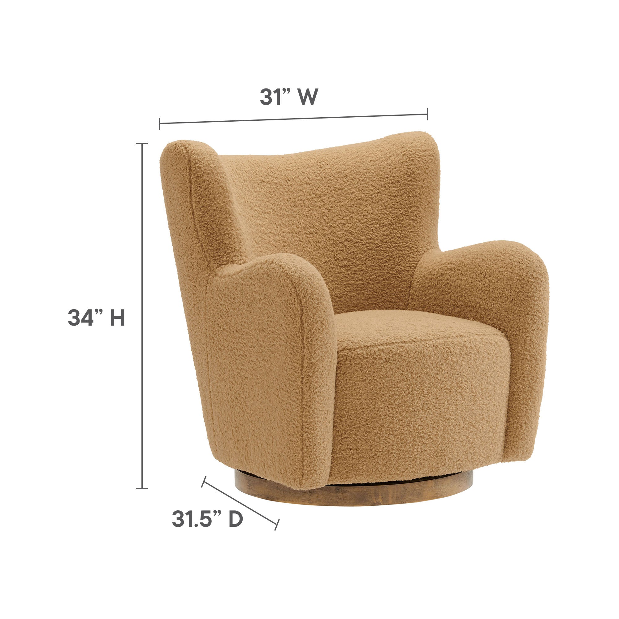 Montrose Wingback Sherpa Swivel Accent Chair - Fern Walnut