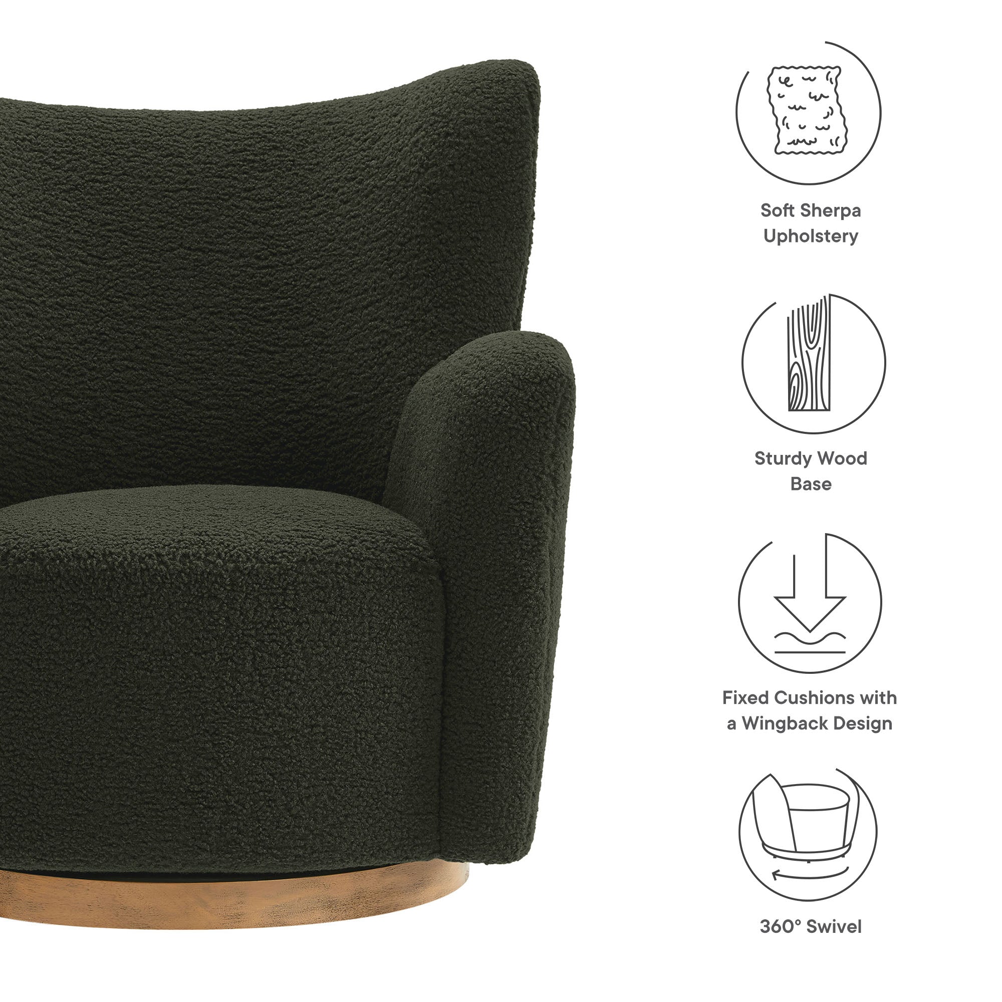 Montrose Wingback Sherpa Swivel Accent Chair