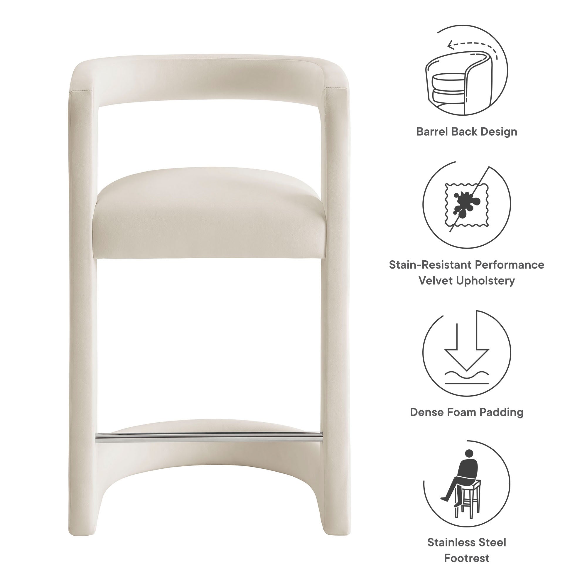 Winslow Performance Velvet Counter Stool - Mulberry