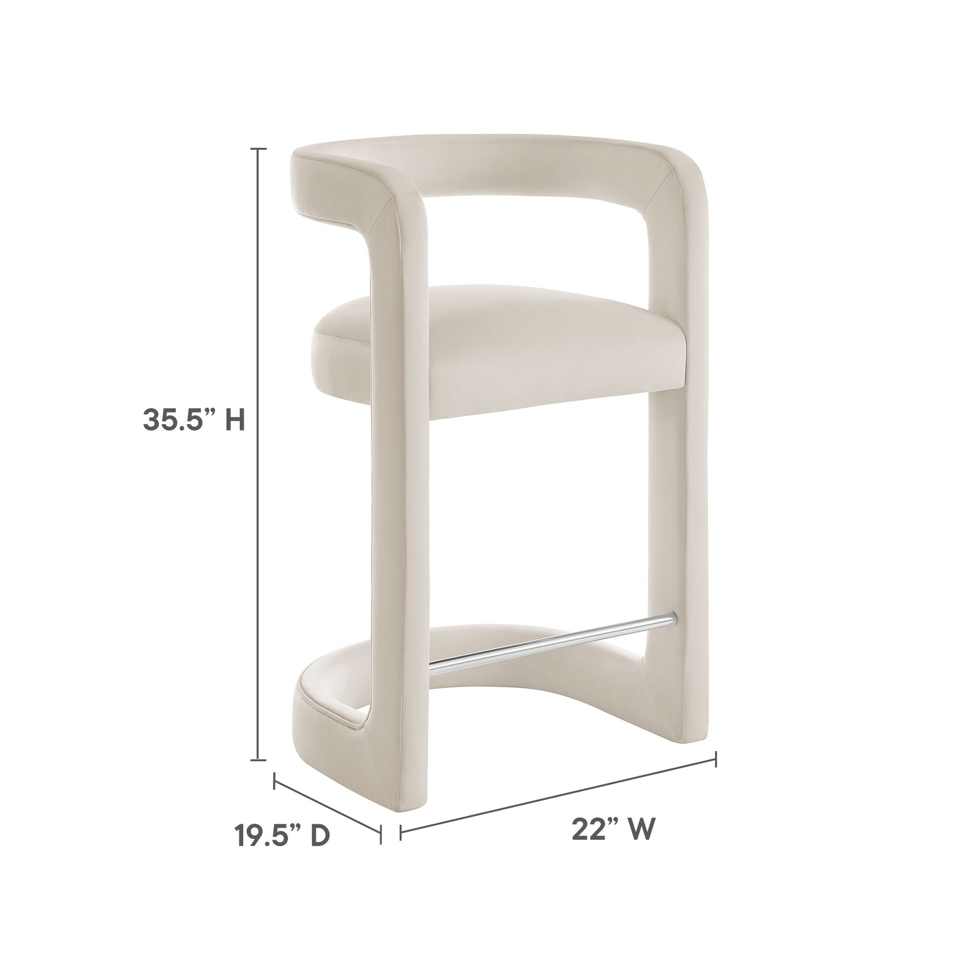 Winslow Performance Velvet Counter Stool - Cadet Blue