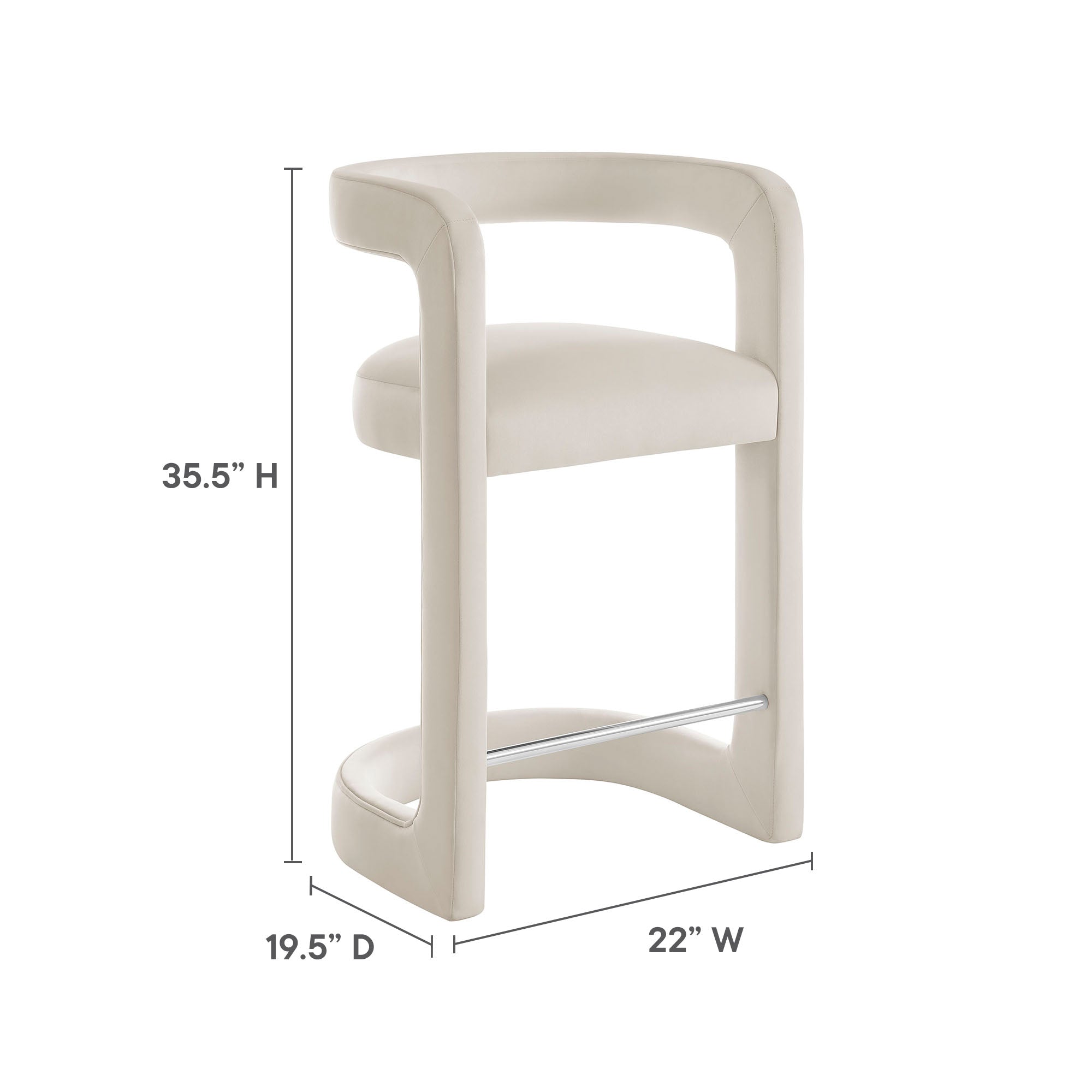 Winslow Performance Velvet Counter Stool - Cadet Blue