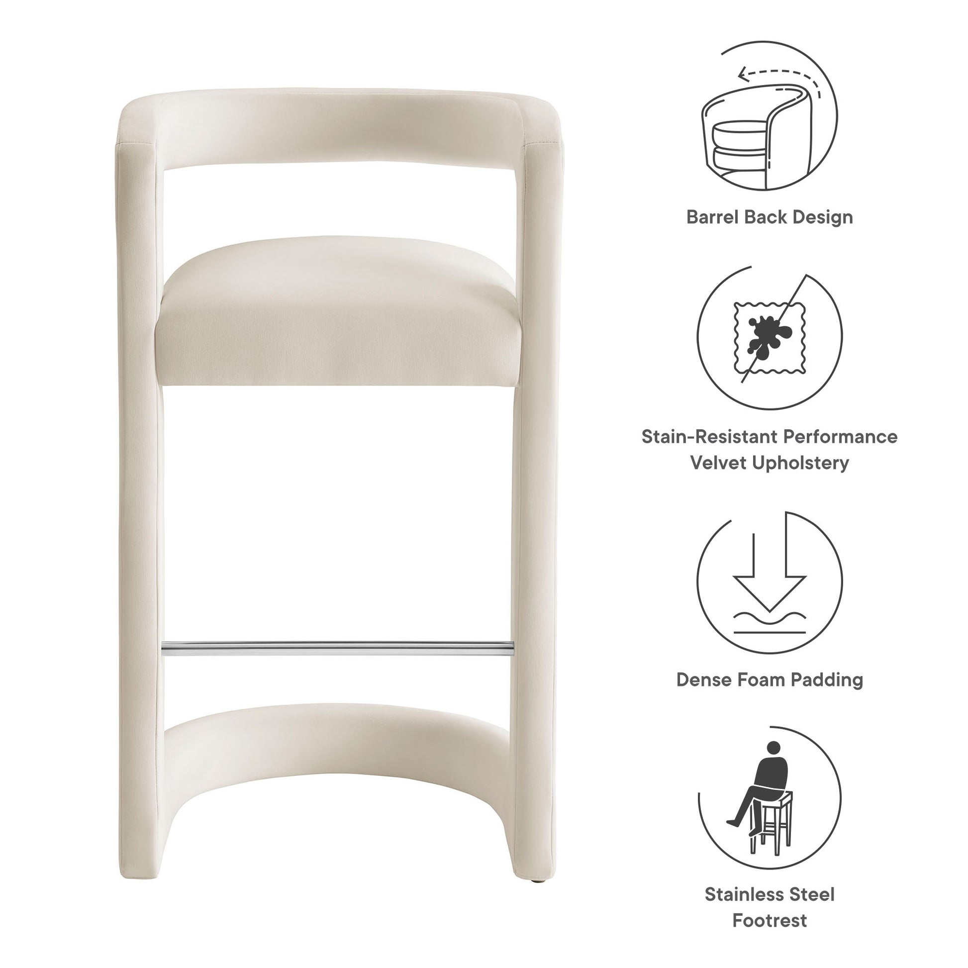 Winslow Performance Velvet Bar Stool - Mulberry