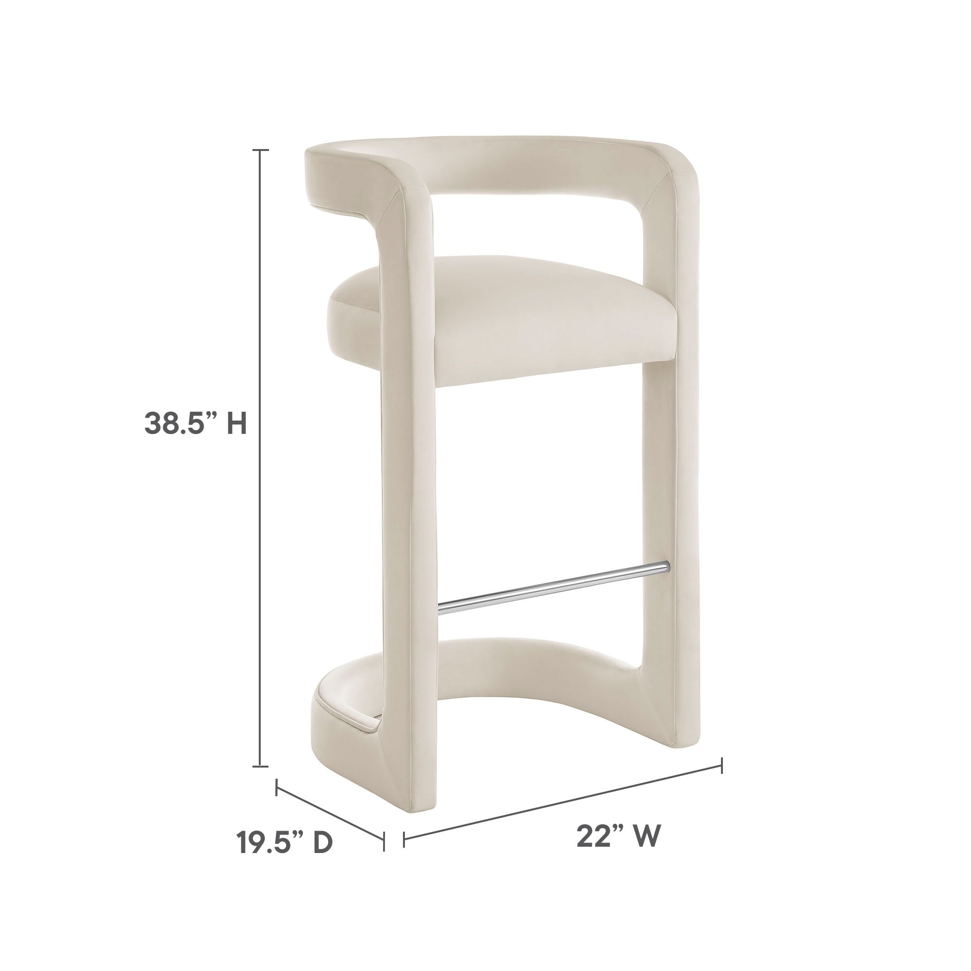 Winslow Performance Velvet Bar Stool - Cadet Blue