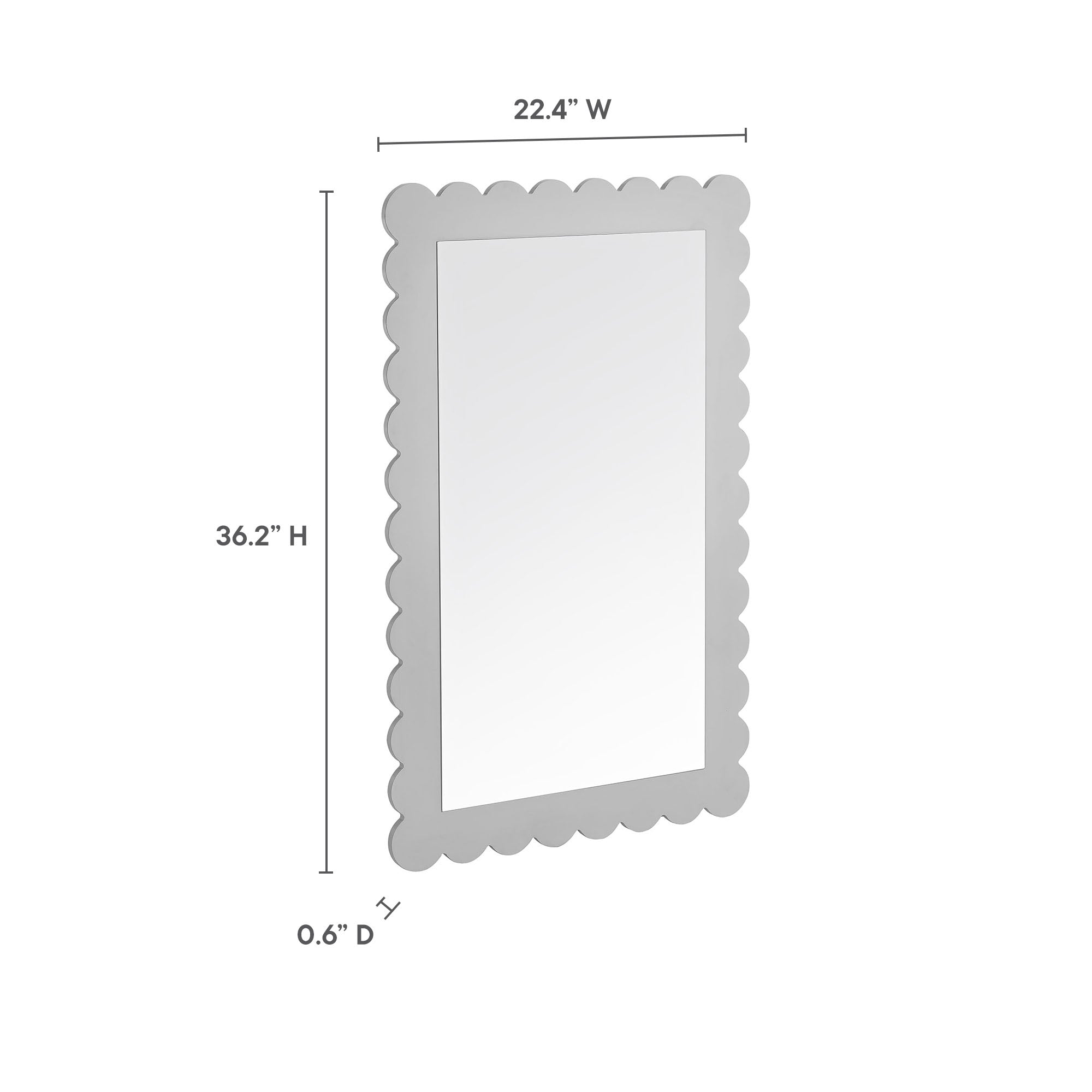 Emmeline Scalloped Rectangle Wall Mirror - Sage