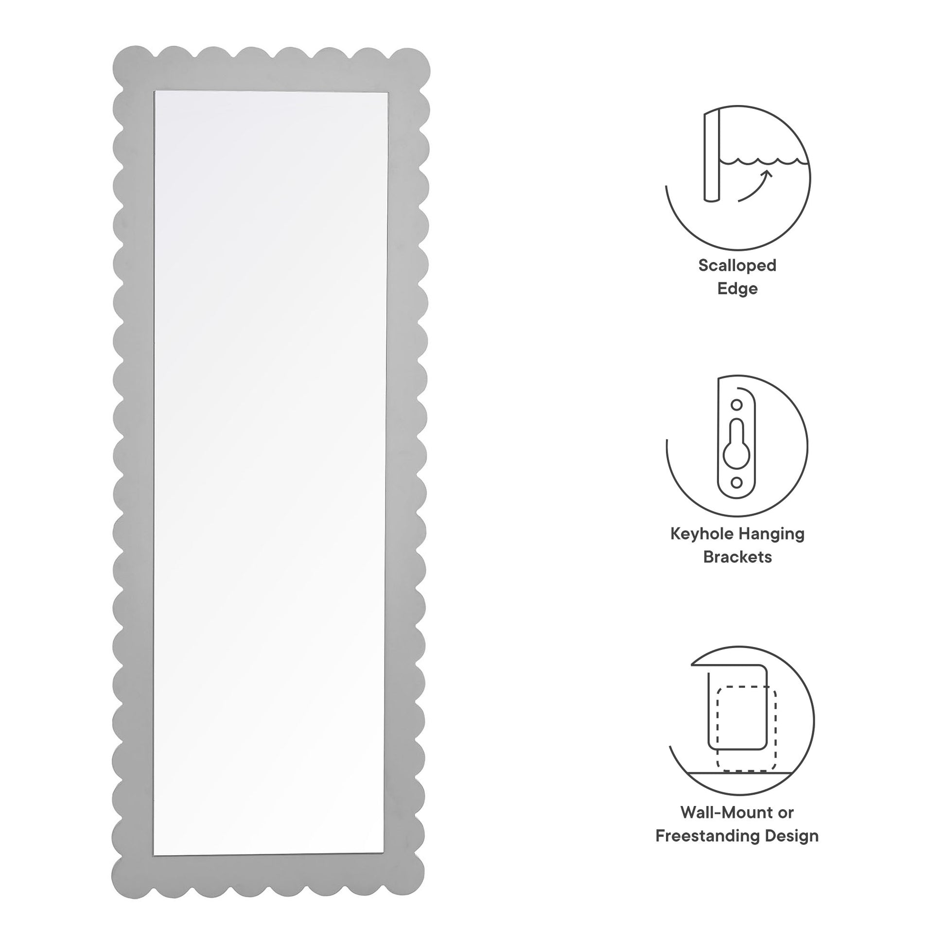 Emmeline Scalloped Rectangle Floor Mirror - Sage