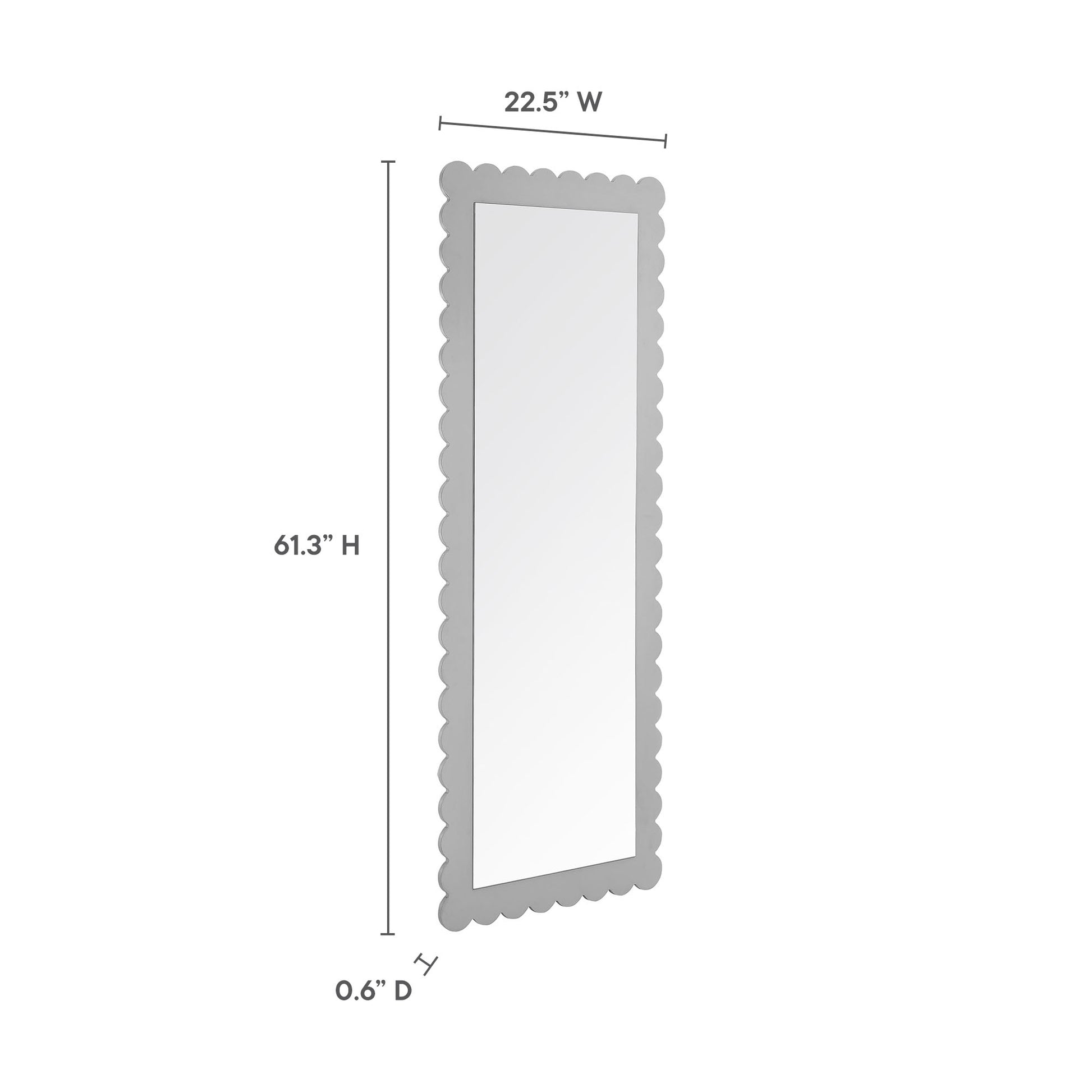 Emmeline Scalloped Rectangle Floor Mirror - White