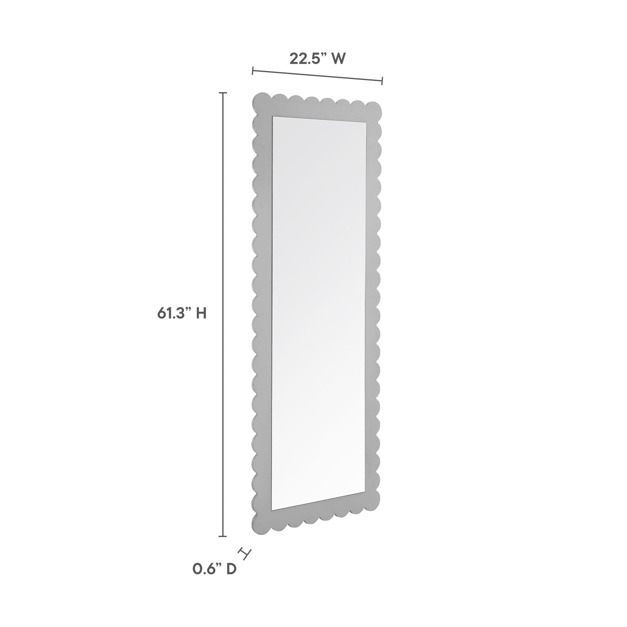 Emmeline Scalloped Rectangle Floor Mirror - White
