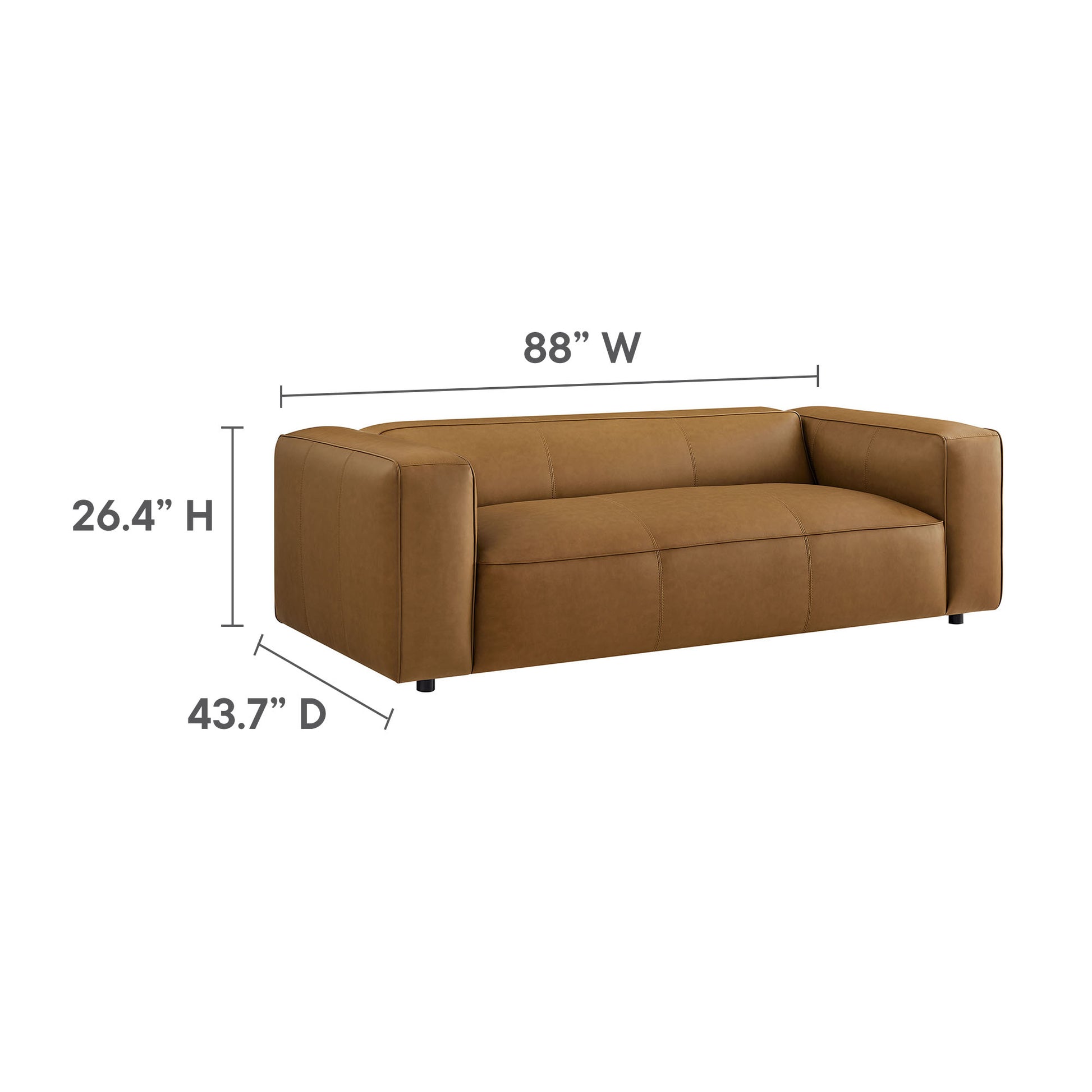 Auren Upholstered Vegan Leather Sofa - Coffee