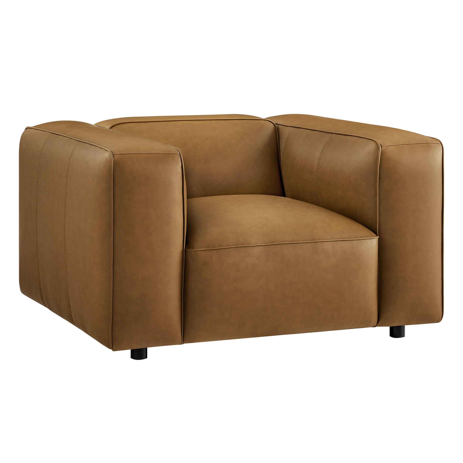Auren Upholstered Vegan Leather Armchair - Camel