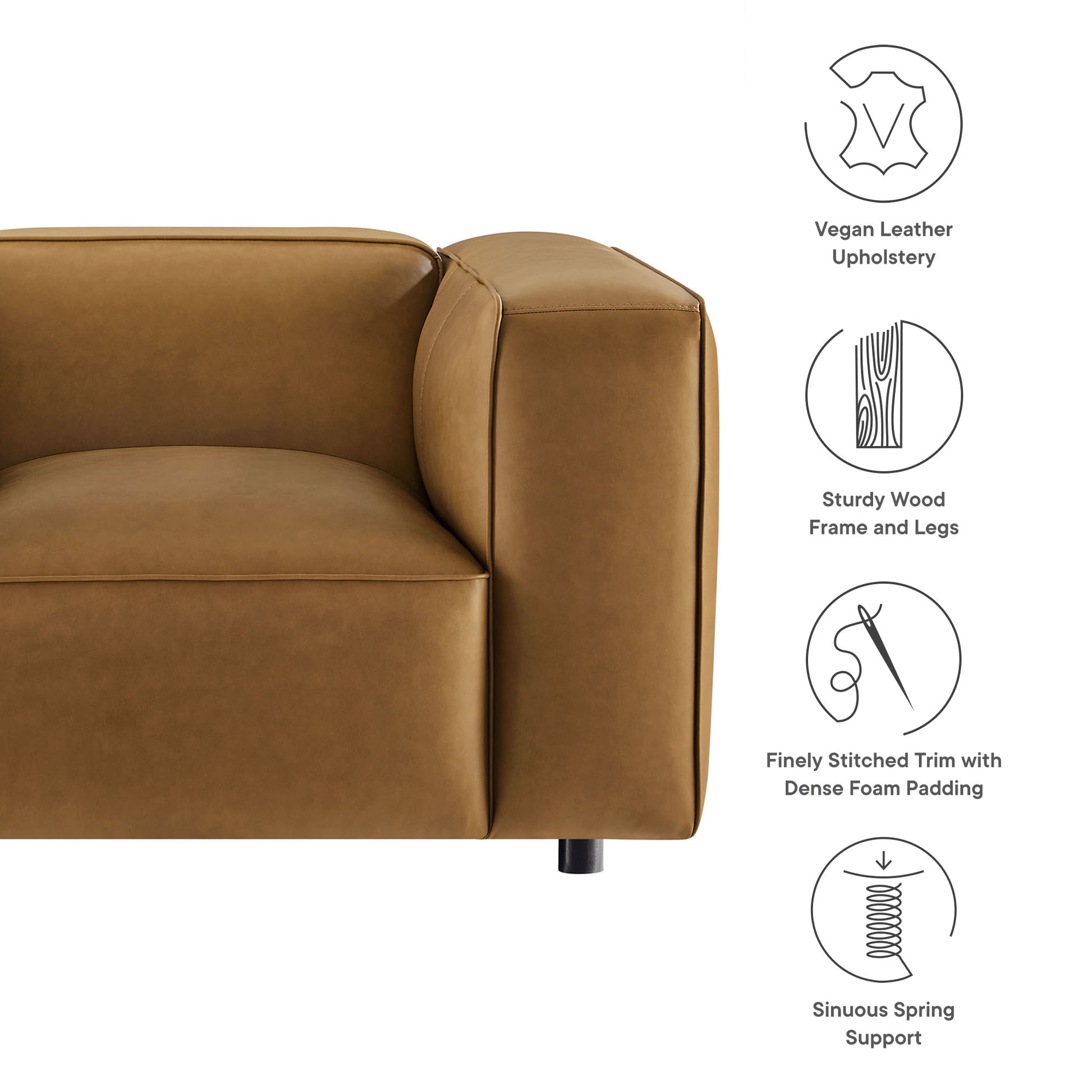 Auren Upholstered Vegan Leather Armchair - Coffee