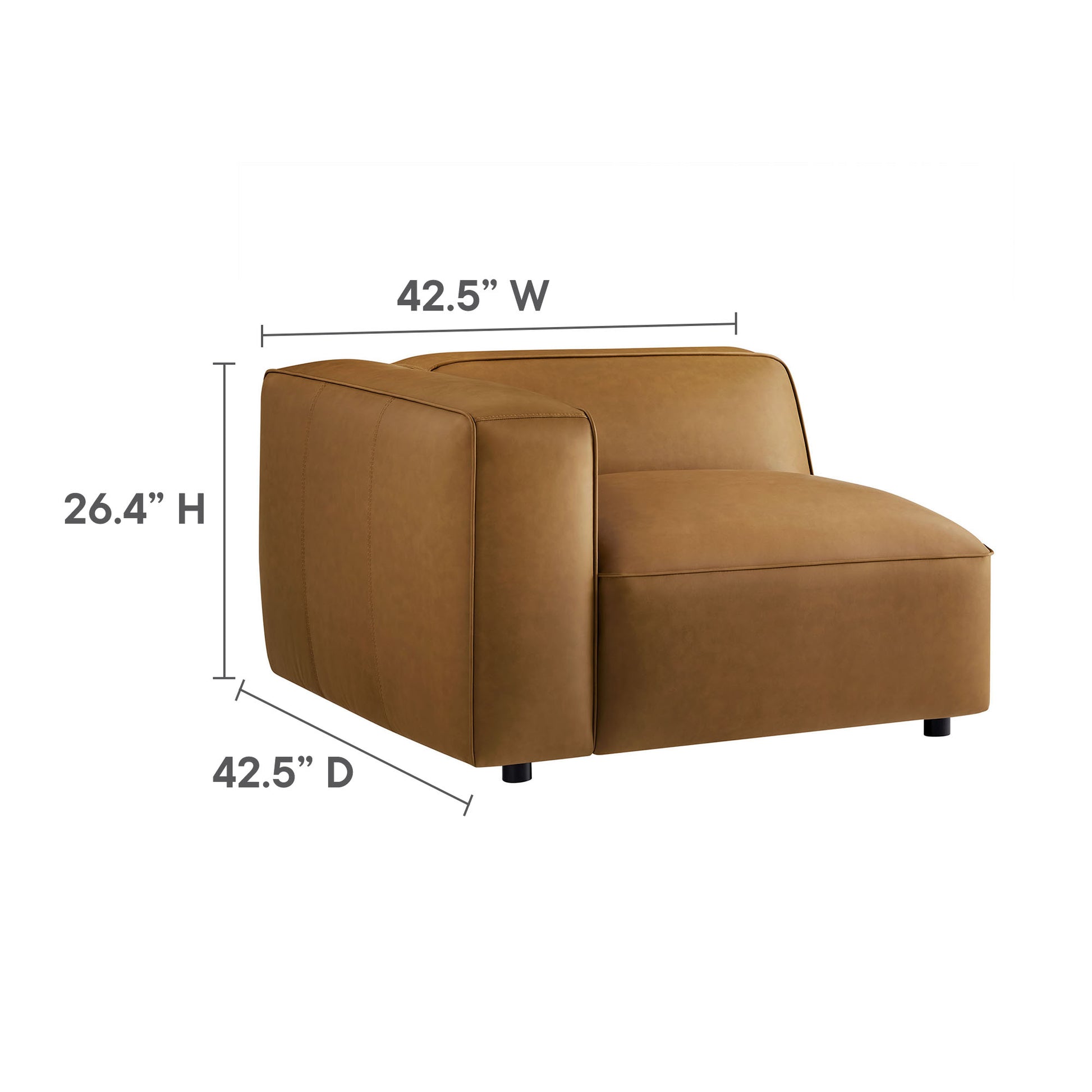 Auren Upholstered Vegan Leather Modular Left Armchair - Coffee