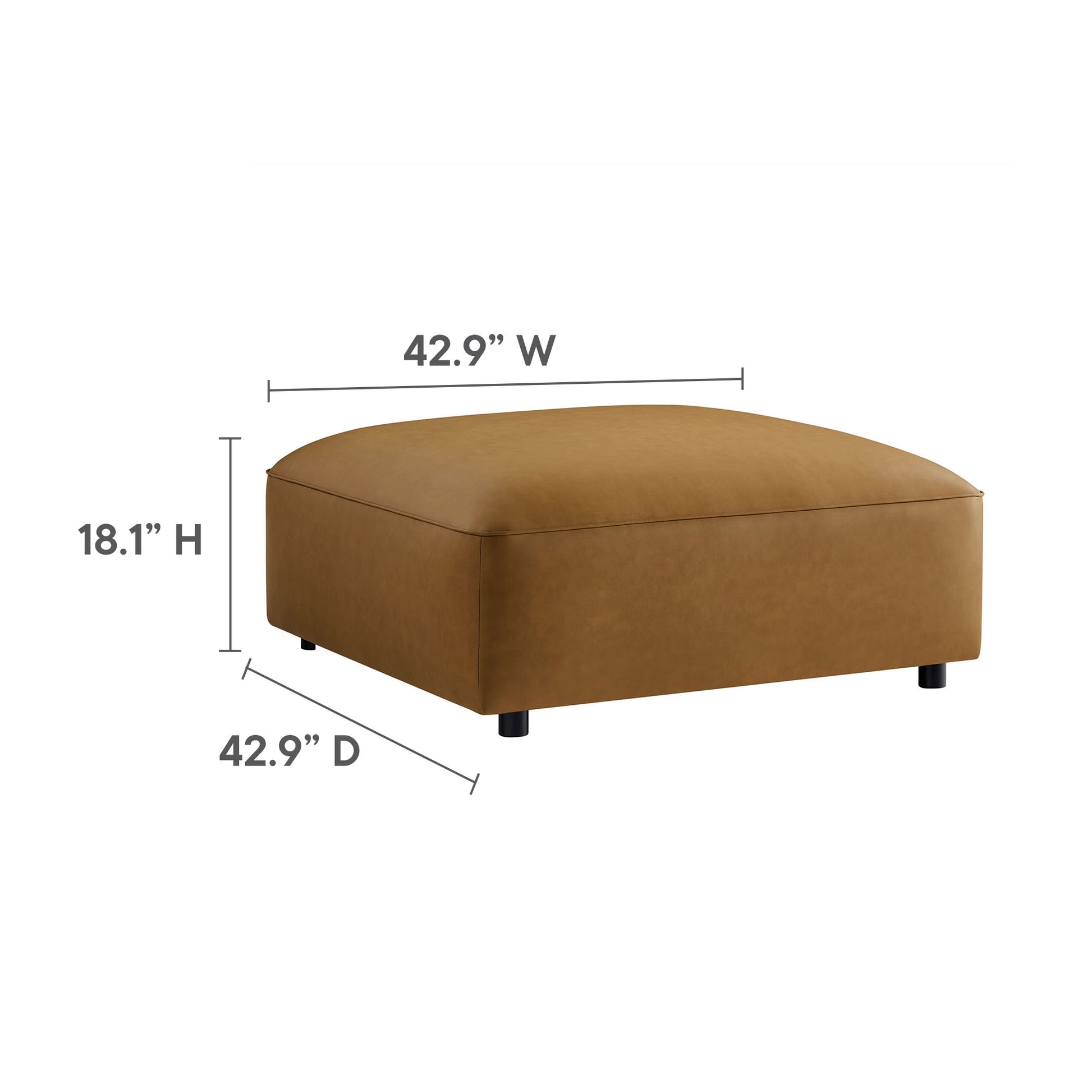 Auren Upholstered Vegan Leather Ottoman - Coffee