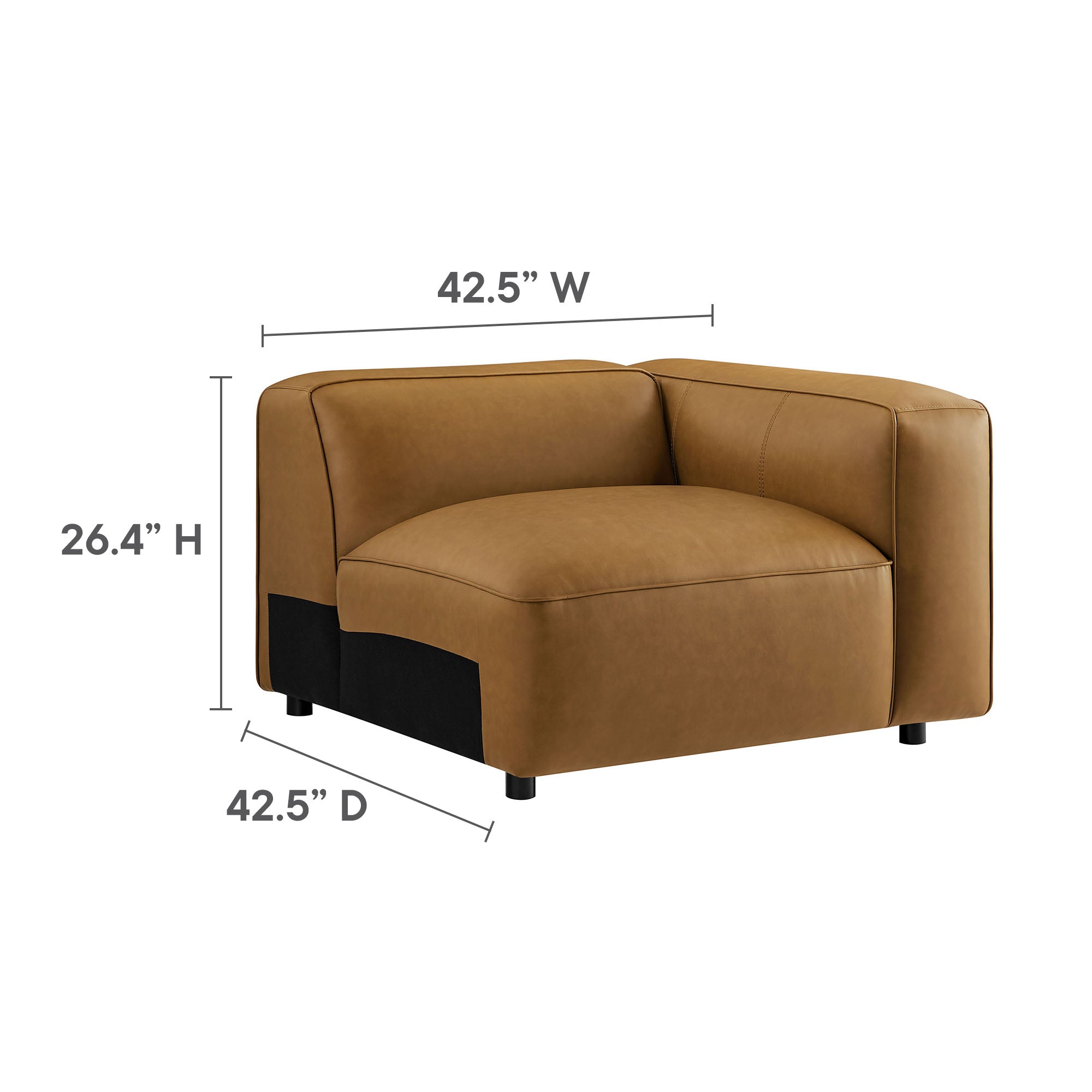Auren 4-Piece Vegan Leather Modular Sofa Set - Coffee