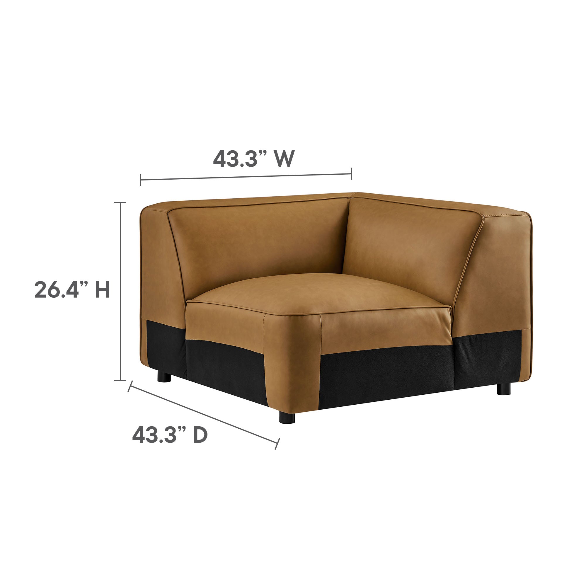 Auren 5-Piece Upholstered Vegan Leather Modular L-Shaped Sofa - Coffee