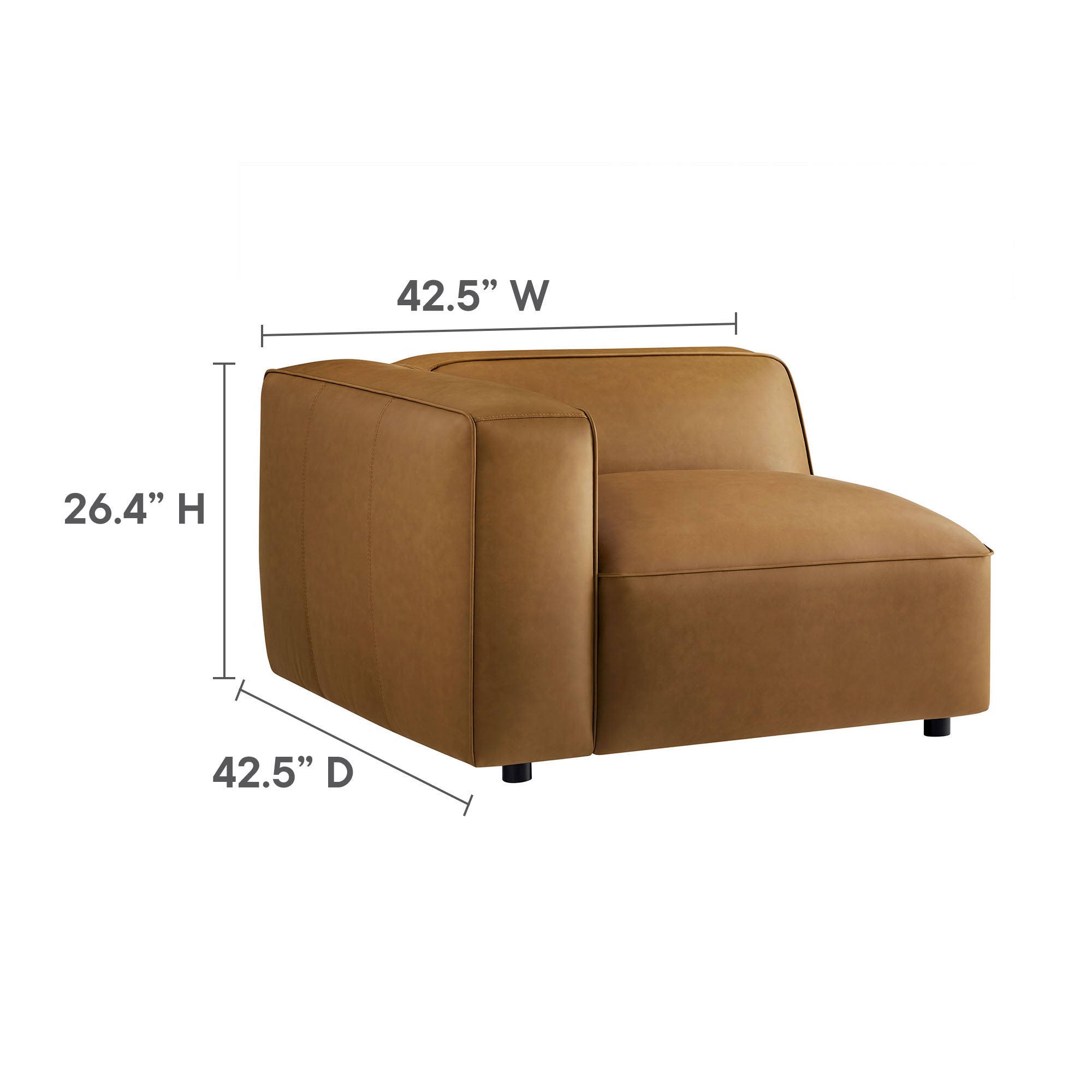 Auren 3-Piece Upholstered Vegan Leather Modular Loveseat with Ottoman - Coffee