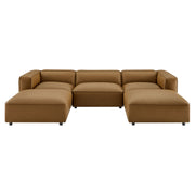 Auren 5-Piece Upholstered Vegan Leather Modular U-Shaped Sofa - Camel