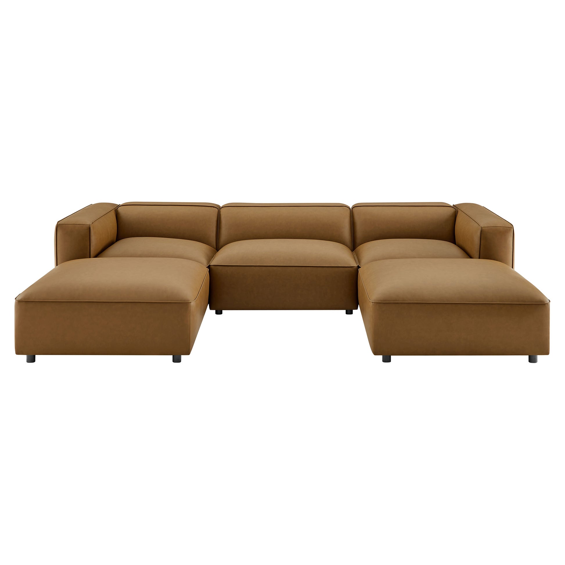 Auren 5-Piece Upholstered Vegan Leather Modular U-Shaped Sofa - Camel