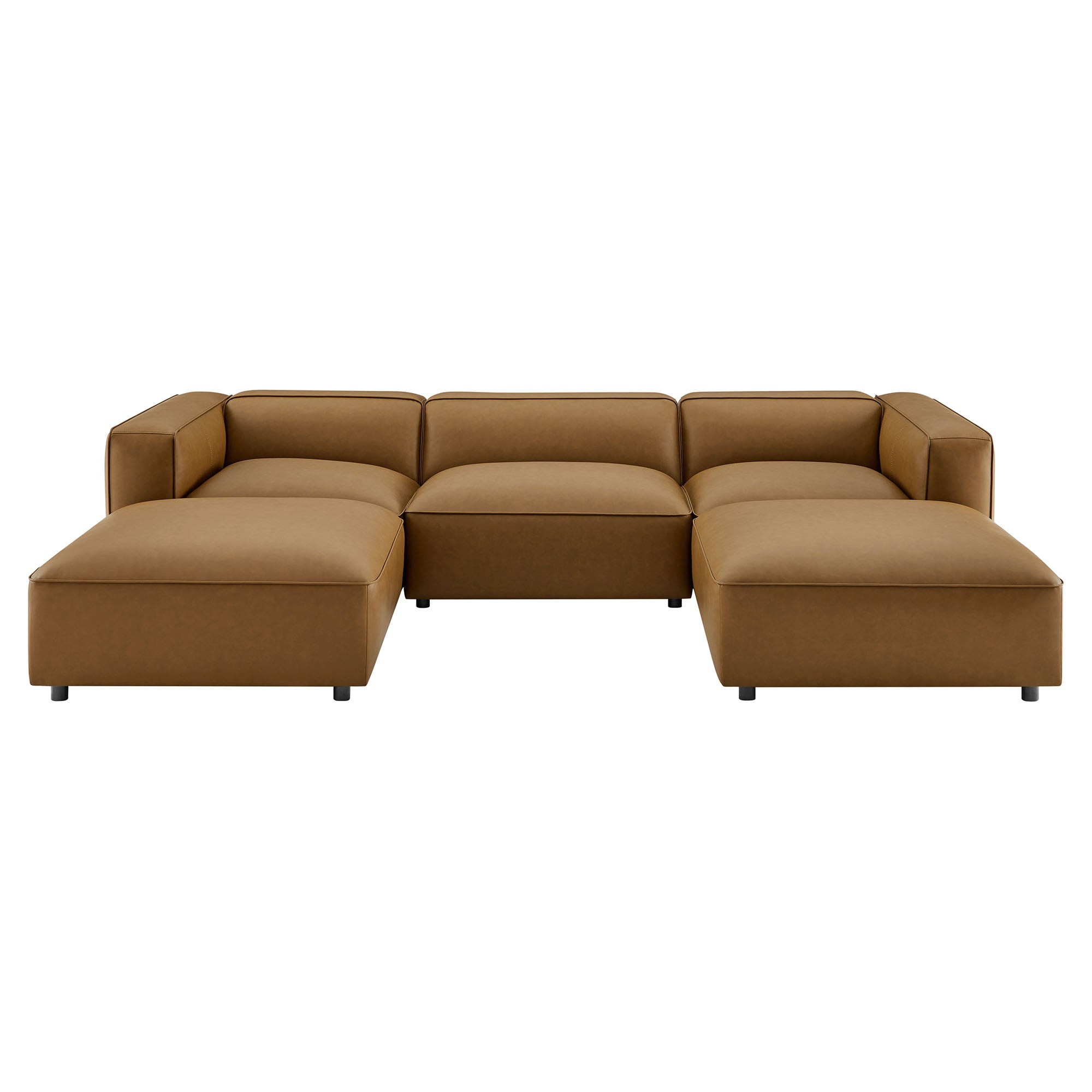 Auren 5-Piece Upholstered Vegan Leather Modular U-Shaped Sofa - Camel